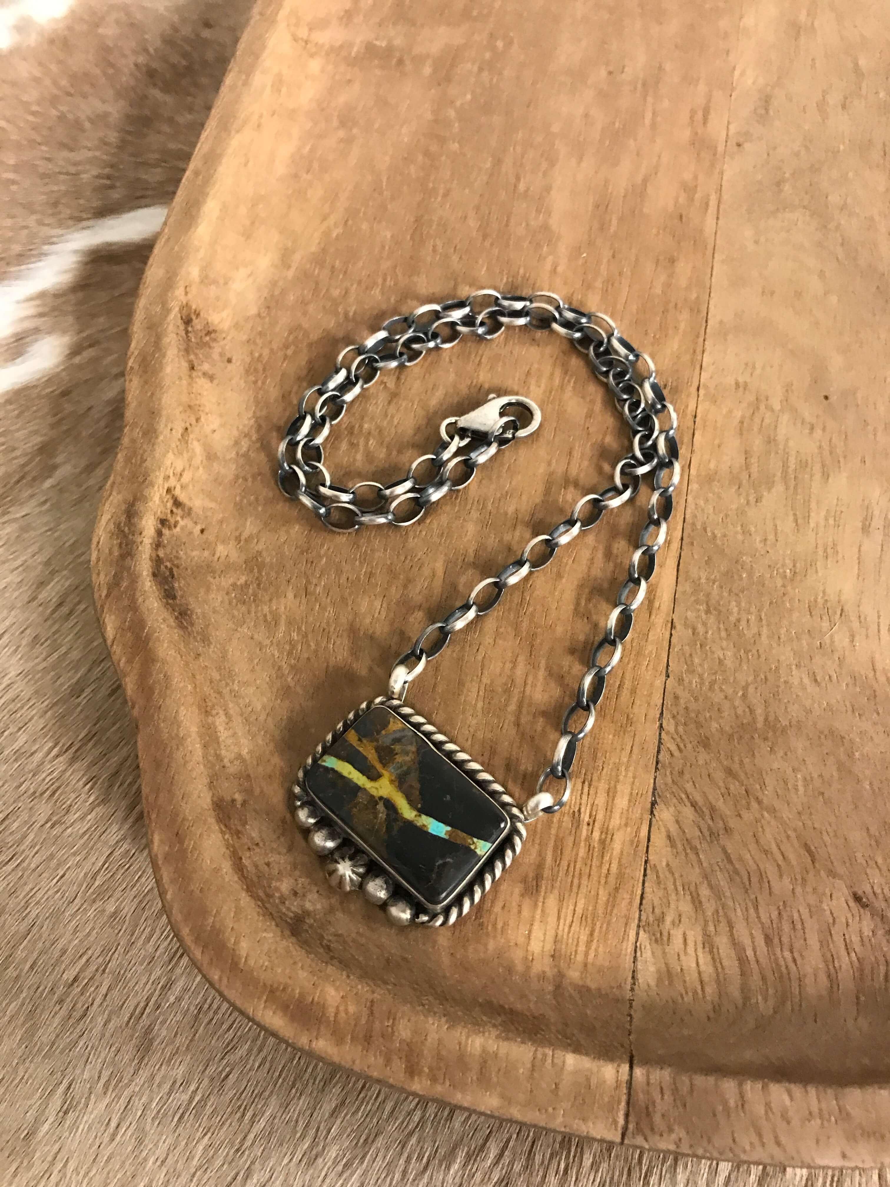 The Dellslow Black Jack Necklace, 1-Necklaces-Calli Co., Turquoise and Silver Jewelry, Native American Handmade, Zuni Tribe, Navajo Tribe, Brock Texas
