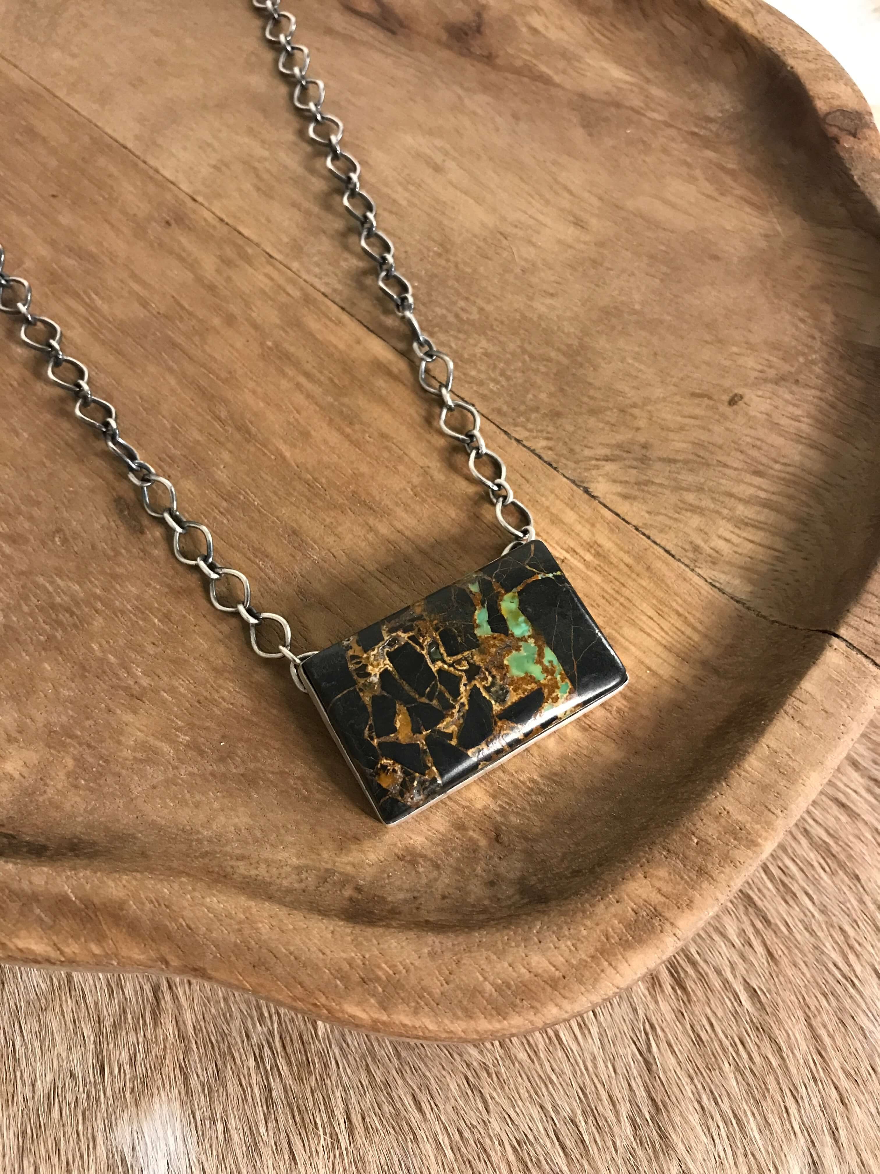 The Banner Black Jack Necklace, 2-Necklaces-Calli Co., Turquoise and Silver Jewelry, Native American Handmade, Zuni Tribe, Navajo Tribe, Brock Texas