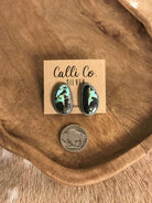 The Black Jack Studs, 4-Earrings-Calli Co., Turquoise and Silver Jewelry, Native American Handmade, Zuni Tribe, Navajo Tribe, Brock Texas