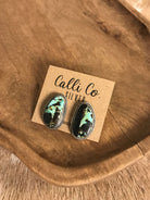 The Black Jack Studs, 4-Earrings-Calli Co., Turquoise and Silver Jewelry, Native American Handmade, Zuni Tribe, Navajo Tribe, Brock Texas