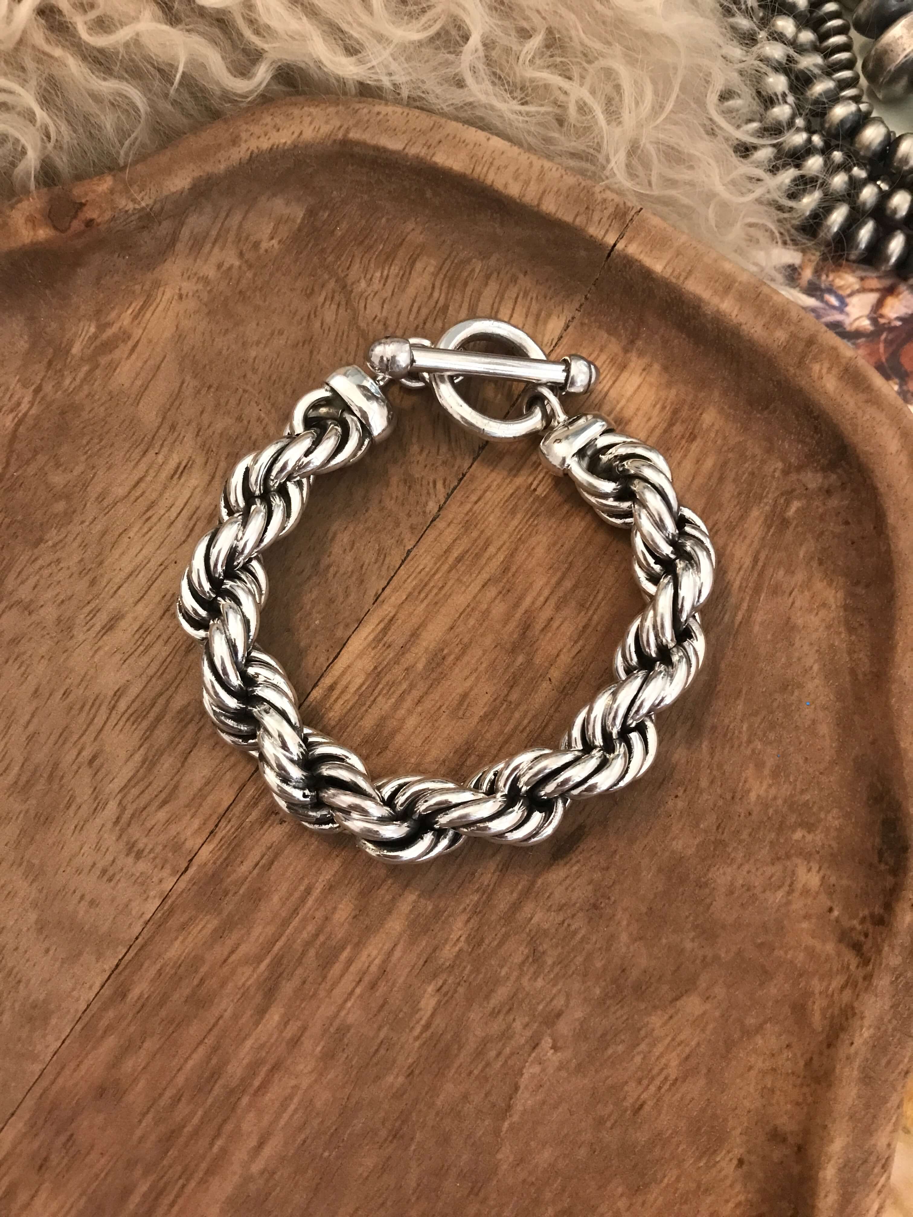 The Classic Sterling Rope Bracelet-Bracelets & Cuffs-Calli Co., Turquoise and Silver Jewelry, Native American Handmade, Zuni Tribe, Navajo Tribe, Brock Texas