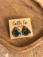 The Black Jack Studs, 5-Earrings-Calli Co., Turquoise and Silver Jewelry, Native American Handmade, Zuni Tribe, Navajo Tribe, Brock Texas