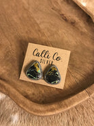 The Black Jack Studs, 5-Earrings-Calli Co., Turquoise and Silver Jewelry, Native American Handmade, Zuni Tribe, Navajo Tribe, Brock Texas