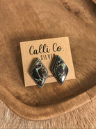 The Black Jack Studs, 10-Earrings-Calli Co., Turquoise and Silver Jewelry, Native American Handmade, Zuni Tribe, Navajo Tribe, Brock Texas