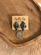 The Black Jack Studs, 10-Earrings-Calli Co., Turquoise and Silver Jewelry, Native American Handmade, Zuni Tribe, Navajo Tribe, Brock Texas