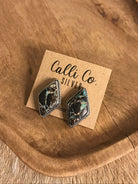 The Black Jack Studs, 10-Earrings-Calli Co., Turquoise and Silver Jewelry, Native American Handmade, Zuni Tribe, Navajo Tribe, Brock Texas