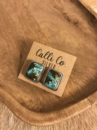 The Black Jack Studs, 11-Earrings-Calli Co., Turquoise and Silver Jewelry, Native American Handmade, Zuni Tribe, Navajo Tribe, Brock Texas