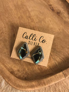 The Black Jack Studs, 15-Earrings-Calli Co., Turquoise and Silver Jewelry, Native American Handmade, Zuni Tribe, Navajo Tribe, Brock Texas