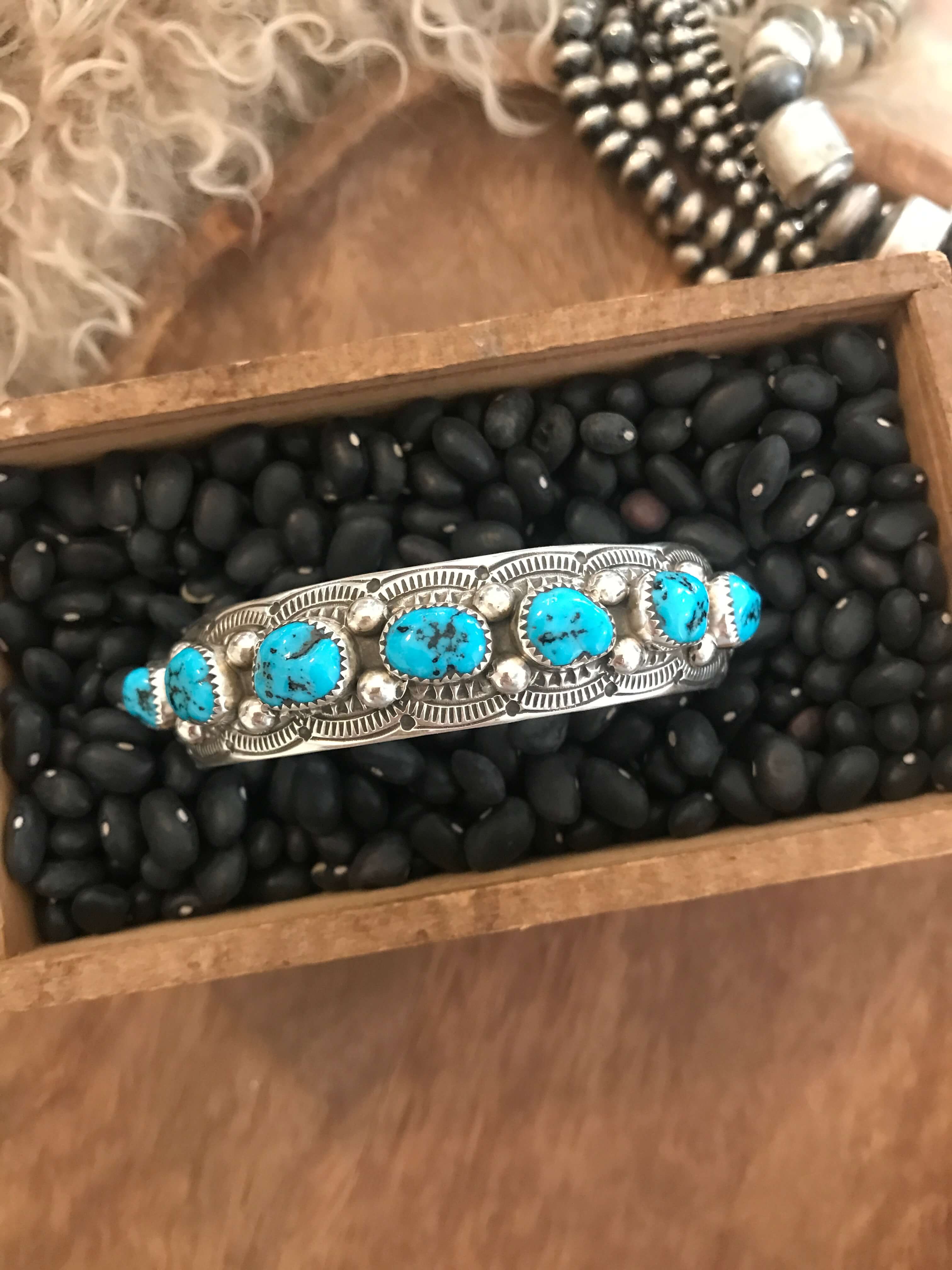 The Dalton Turquoise Cuff-Bracelets & Cuffs-Calli Co., Turquoise and Silver Jewelry, Native American Handmade, Zuni Tribe, Navajo Tribe, Brock Texas