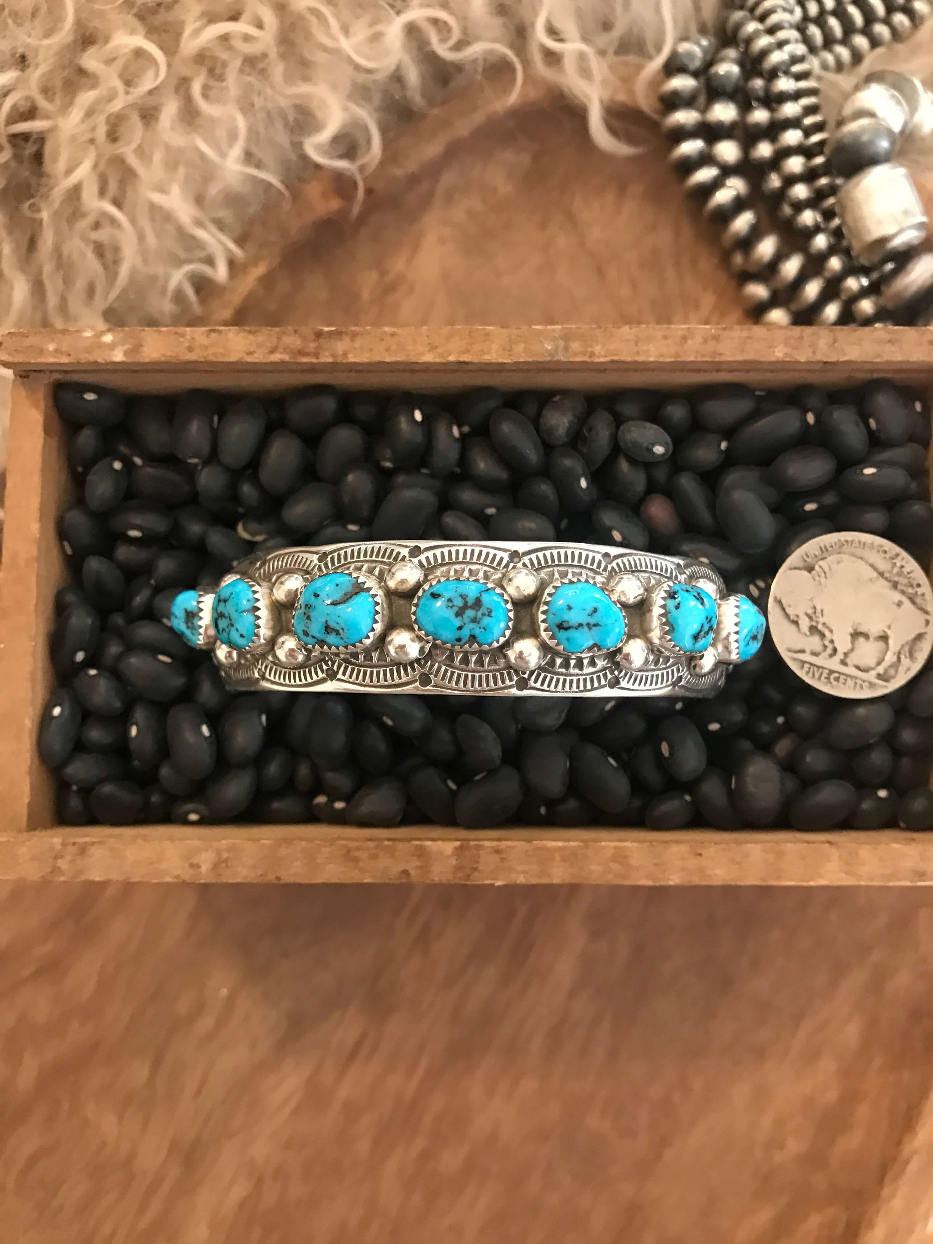 The Dalton Turquoise Cuff-Bracelets & Cuffs-Calli Co., Turquoise and Silver Jewelry, Native American Handmade, Zuni Tribe, Navajo Tribe, Brock Texas