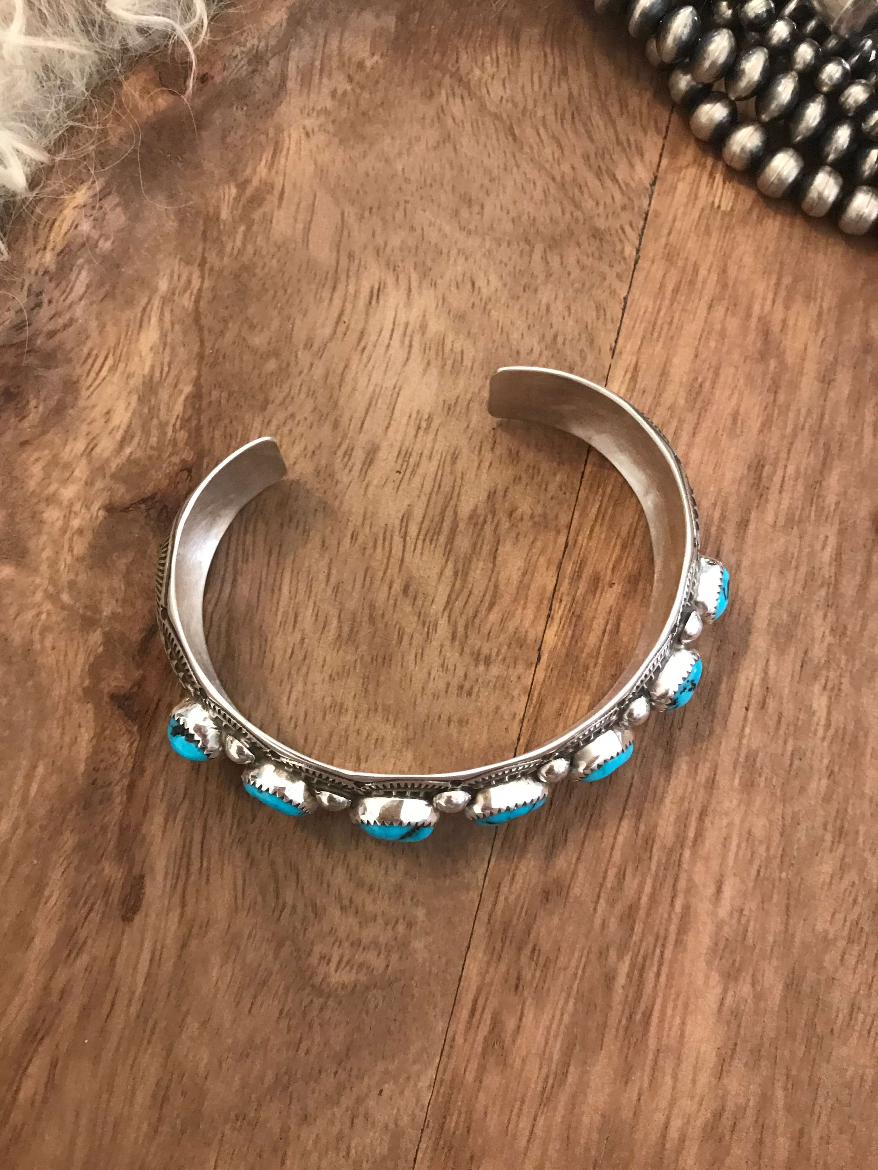 The Dalton Turquoise Cuff-Bracelets & Cuffs-Calli Co., Turquoise and Silver Jewelry, Native American Handmade, Zuni Tribe, Navajo Tribe, Brock Texas