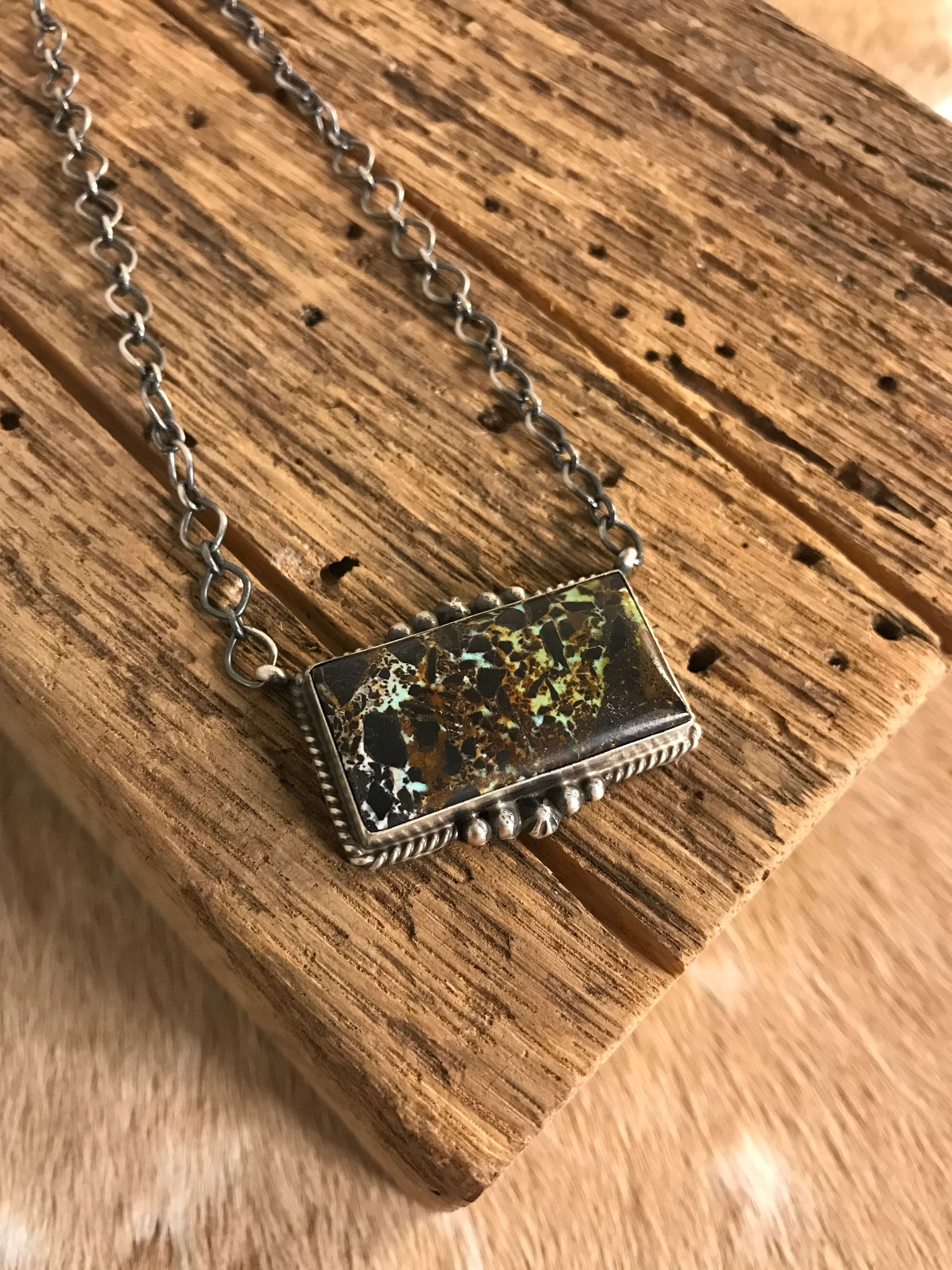 The Vista Black Jack Necklace, 1-Necklaces-Calli Co., Turquoise and Silver Jewelry, Native American Handmade, Zuni Tribe, Navajo Tribe, Brock Texas