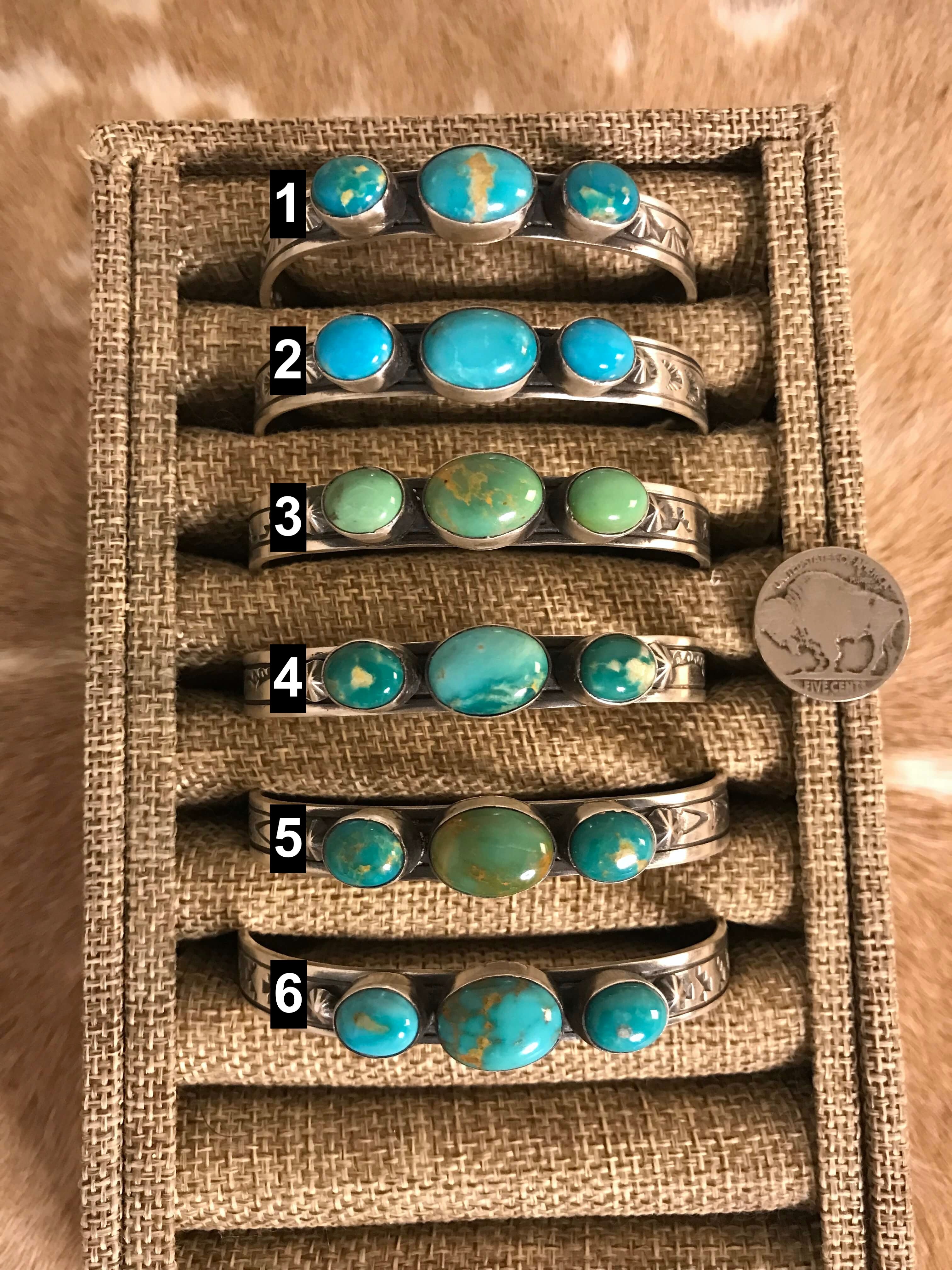 The Laurent Triple Stone Cuffs-Bracelets & Cuffs-Calli Co., Turquoise and Silver Jewelry, Native American Handmade, Zuni Tribe, Navajo Tribe, Brock Texas