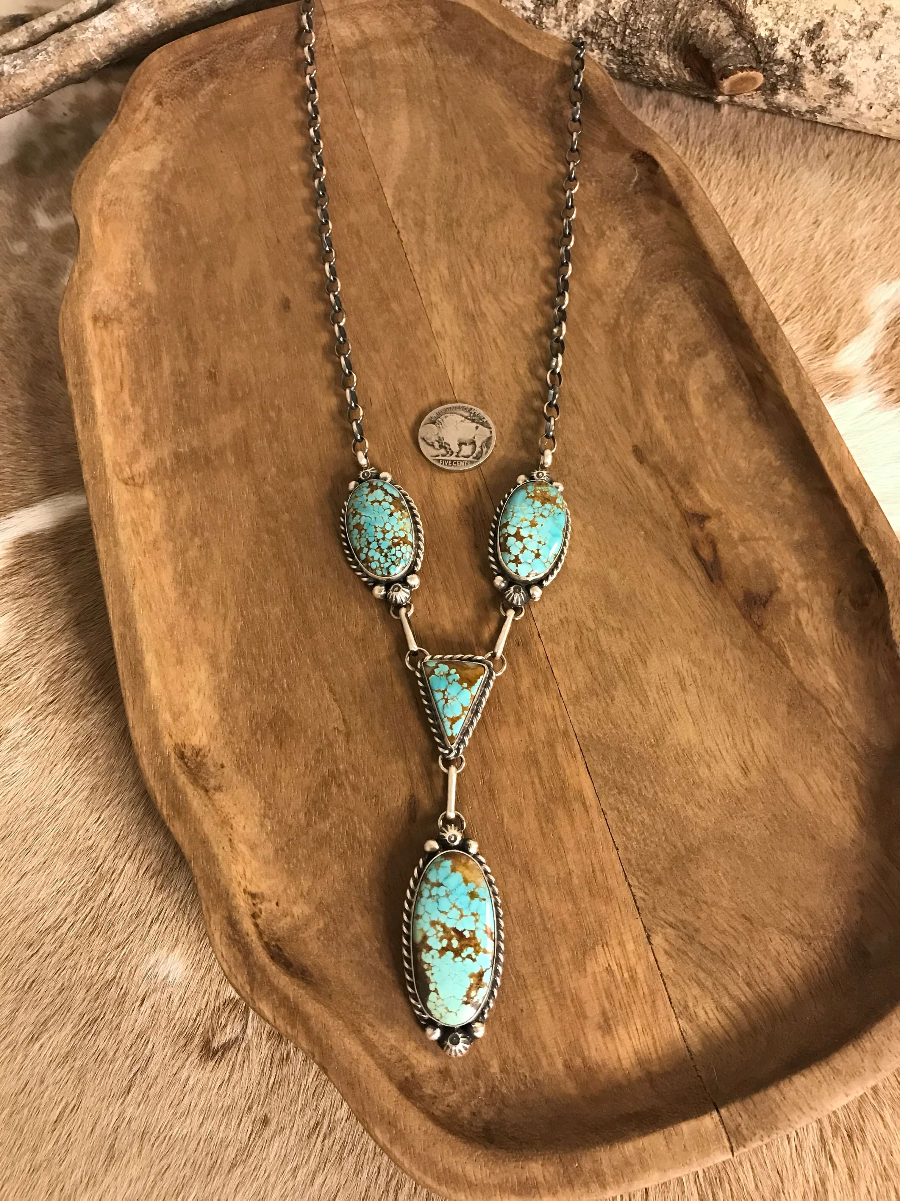 The Copeland Lariat Necklace Set, 7-Necklaces-Calli Co., Turquoise and Silver Jewelry, Native American Handmade, Zuni Tribe, Navajo Tribe, Brock Texas