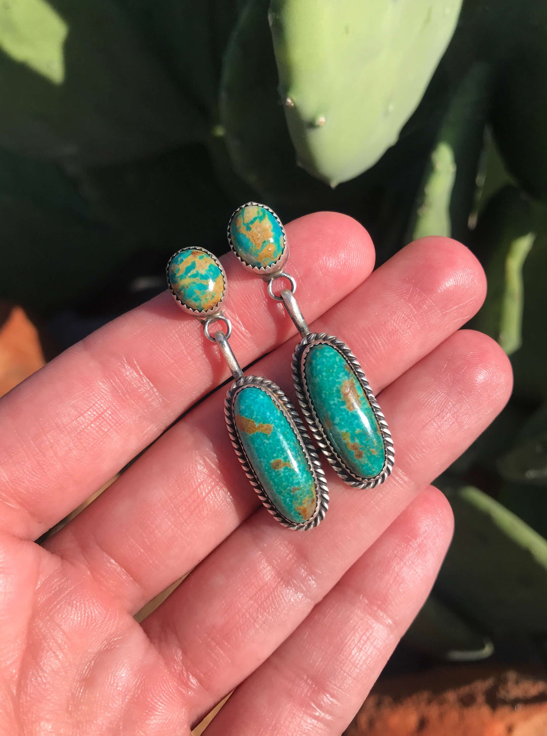 The Lodge Earrings, 1-Earrings-Calli Co., Turquoise and Silver Jewelry, Native American Handmade, Zuni Tribe, Navajo Tribe, Brock Texas