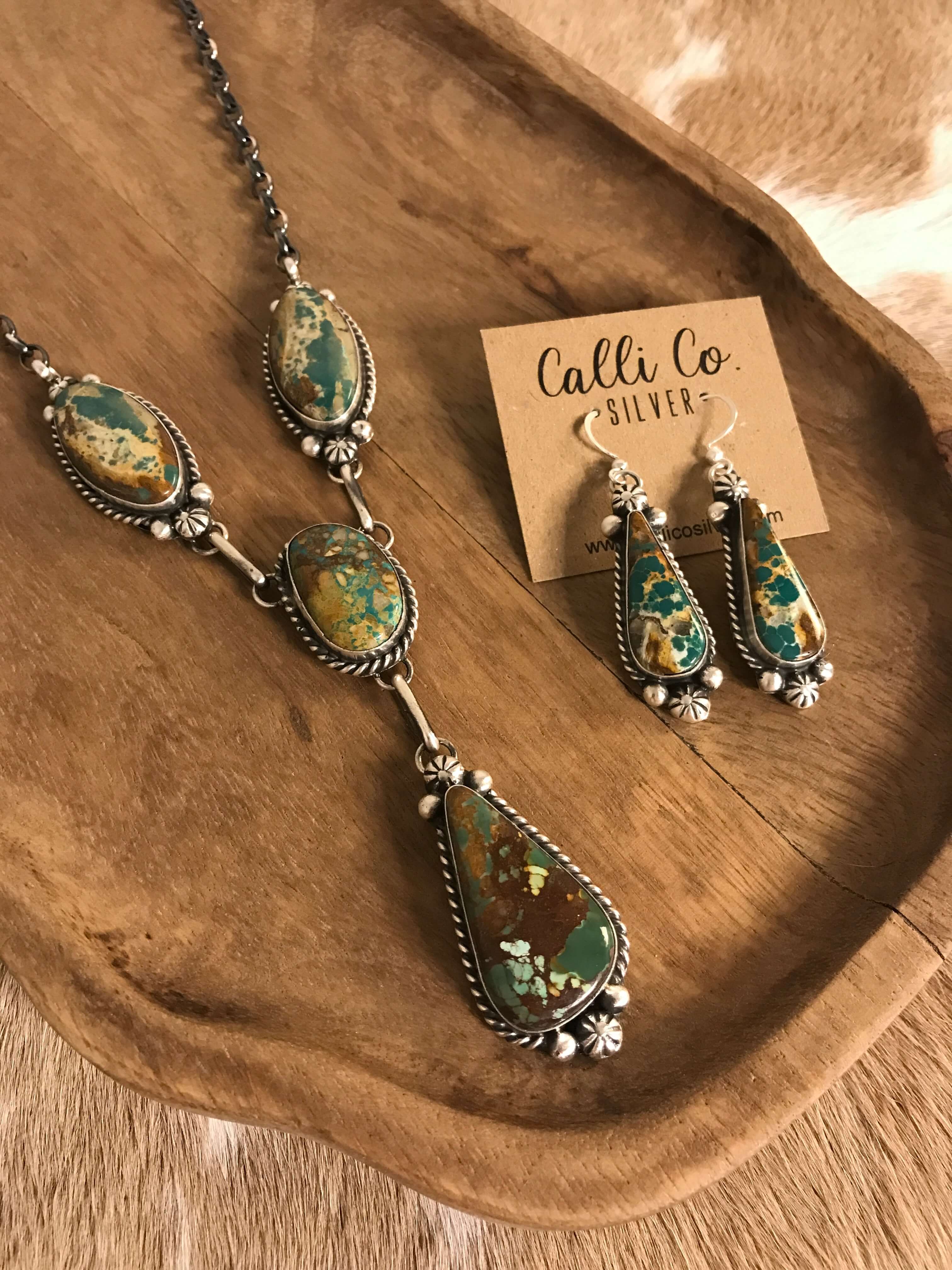 The Copeland Lariat Necklace Set, 8-Necklaces-Calli Co., Turquoise and Silver Jewelry, Native American Handmade, Zuni Tribe, Navajo Tribe, Brock Texas
