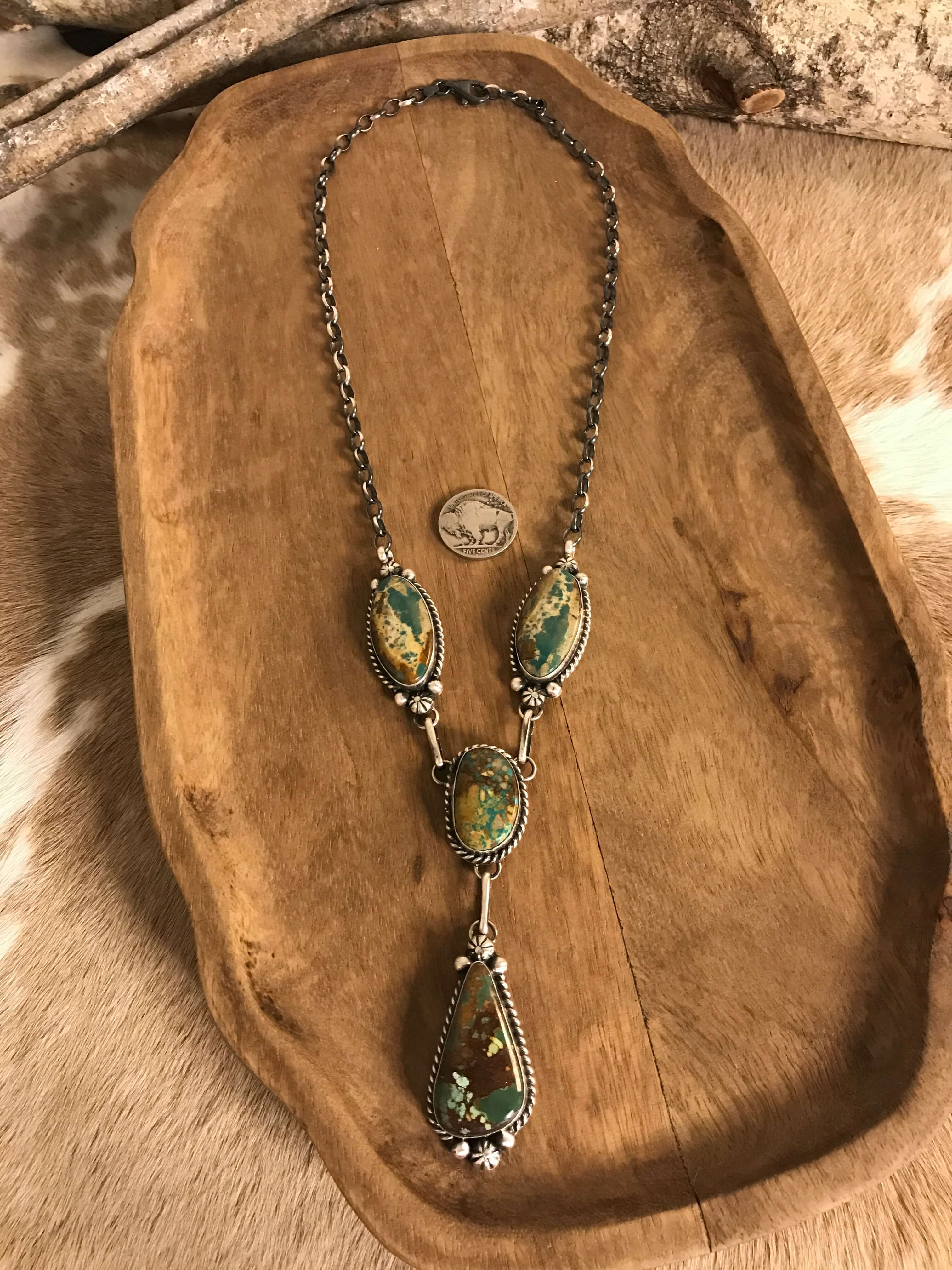 The Copeland Lariat Necklace Set, 8-Necklaces-Calli Co., Turquoise and Silver Jewelry, Native American Handmade, Zuni Tribe, Navajo Tribe, Brock Texas