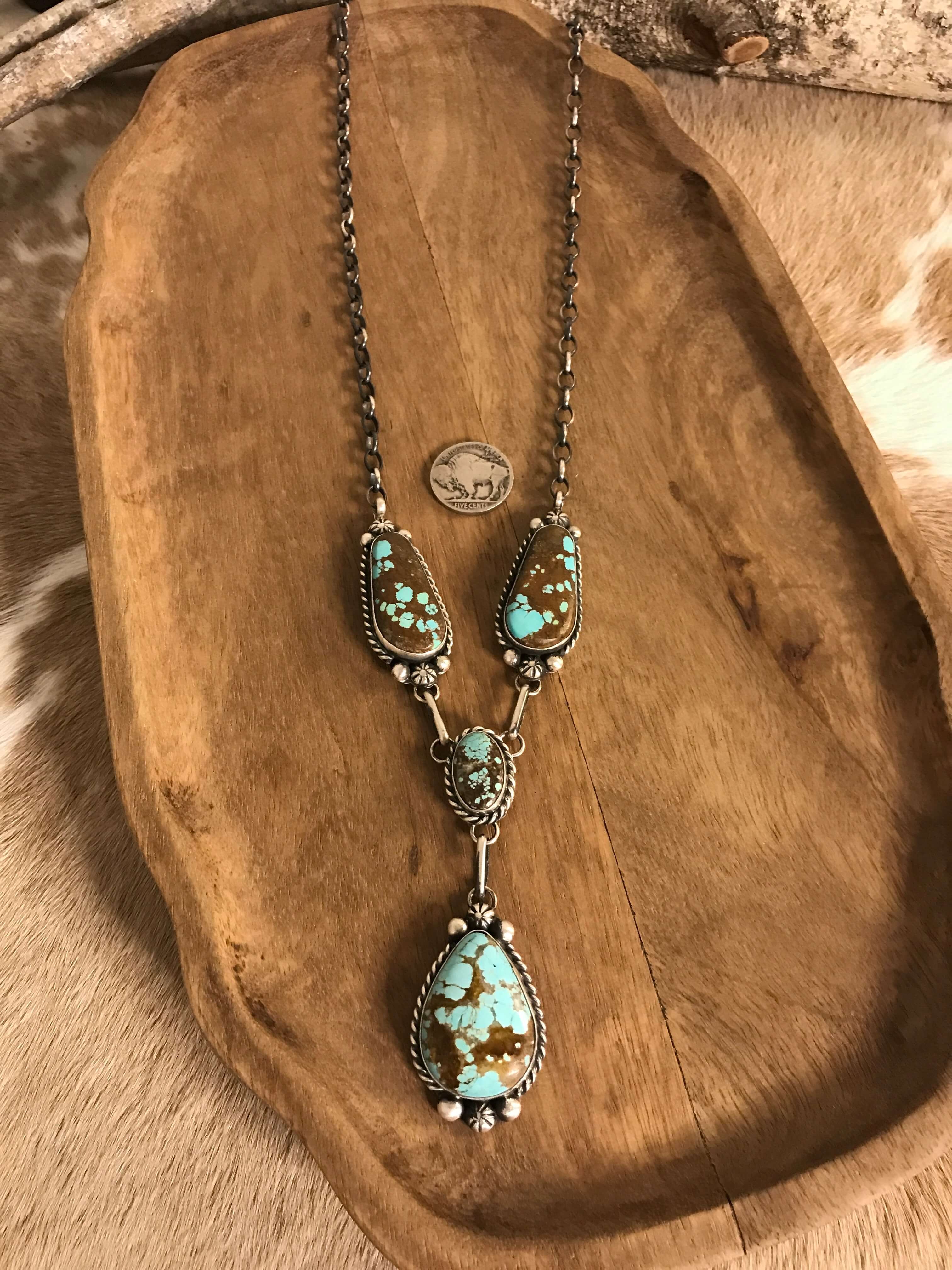 The Copeland Lariat Necklace Set, 9-Necklaces-Calli Co., Turquoise and Silver Jewelry, Native American Handmade, Zuni Tribe, Navajo Tribe, Brock Texas