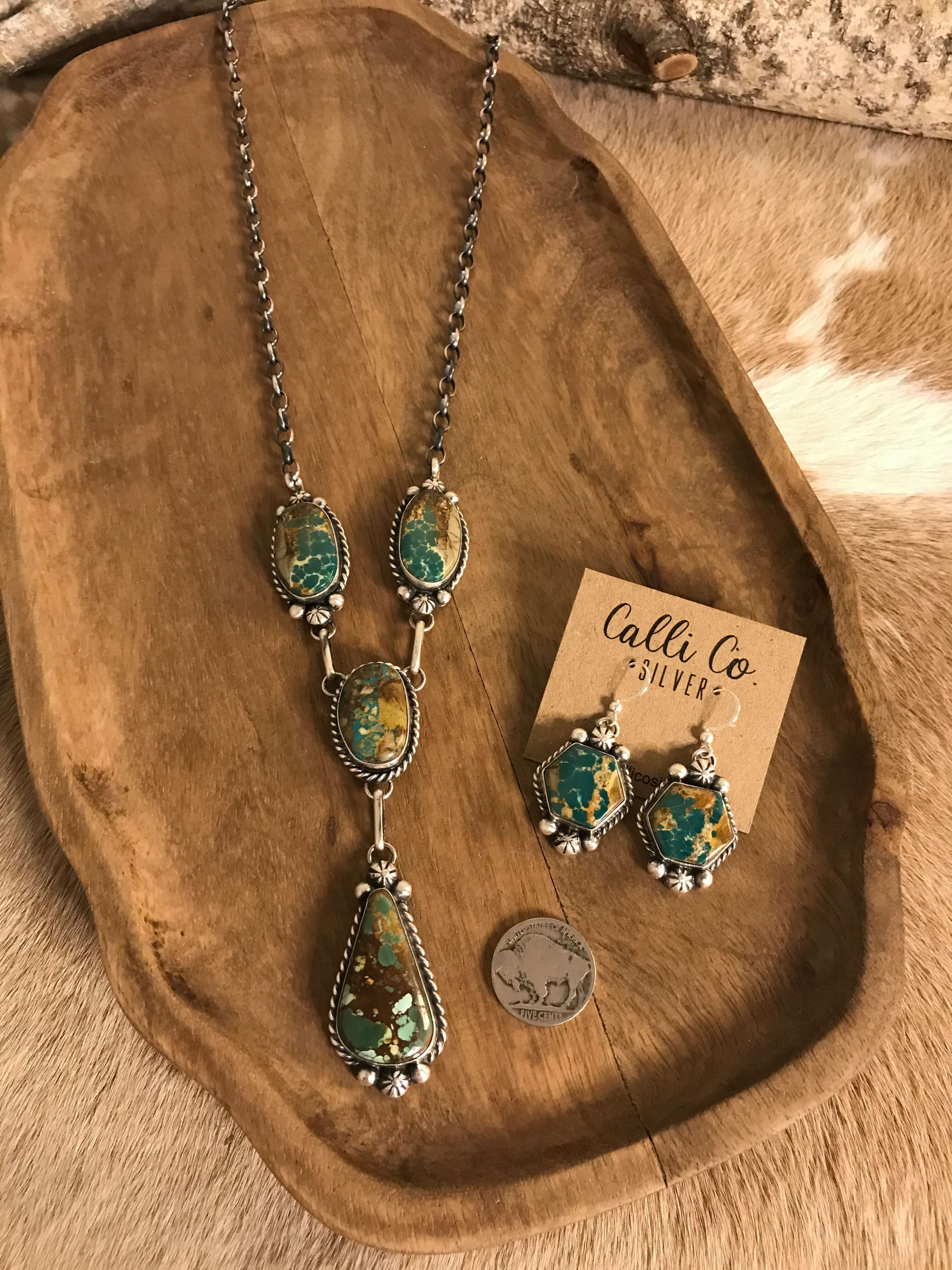 The Copeland Lariat Necklace Set, 10-Necklaces-Calli Co., Turquoise and Silver Jewelry, Native American Handmade, Zuni Tribe, Navajo Tribe, Brock Texas