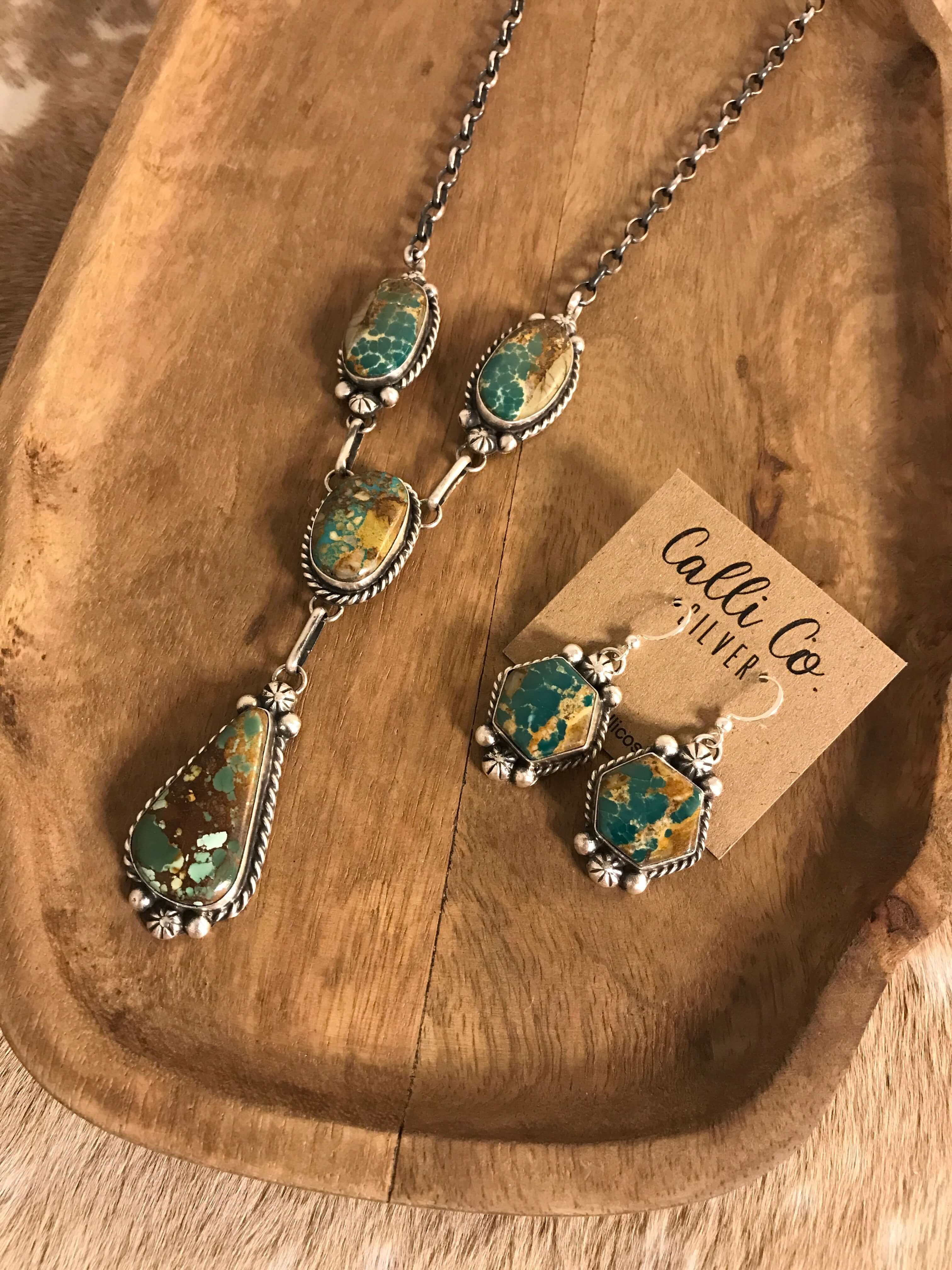 The Copeland Lariat Necklace Set, 10-Necklaces-Calli Co., Turquoise and Silver Jewelry, Native American Handmade, Zuni Tribe, Navajo Tribe, Brock Texas