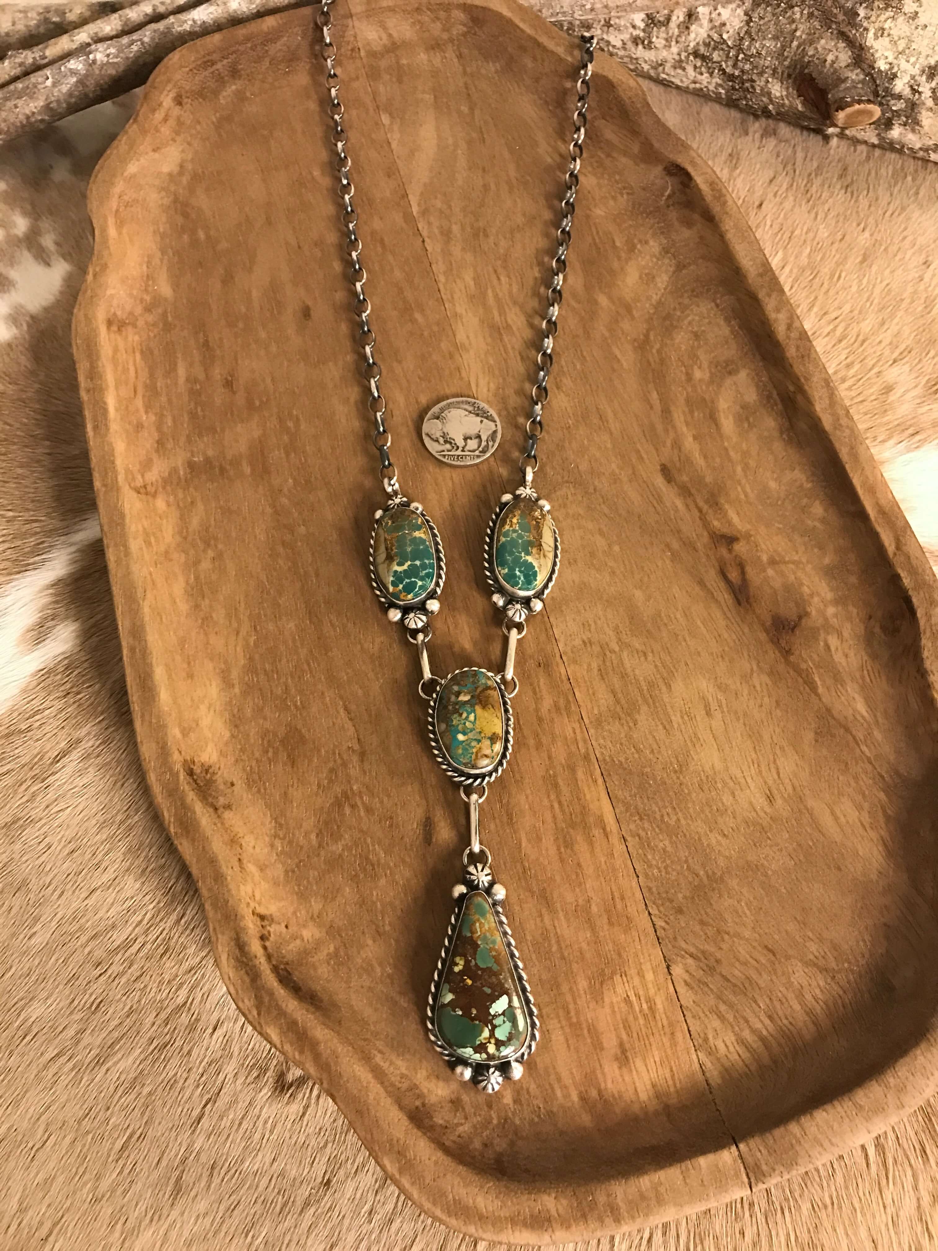 The Copeland Lariat Necklace Set, 10-Necklaces-Calli Co., Turquoise and Silver Jewelry, Native American Handmade, Zuni Tribe, Navajo Tribe, Brock Texas