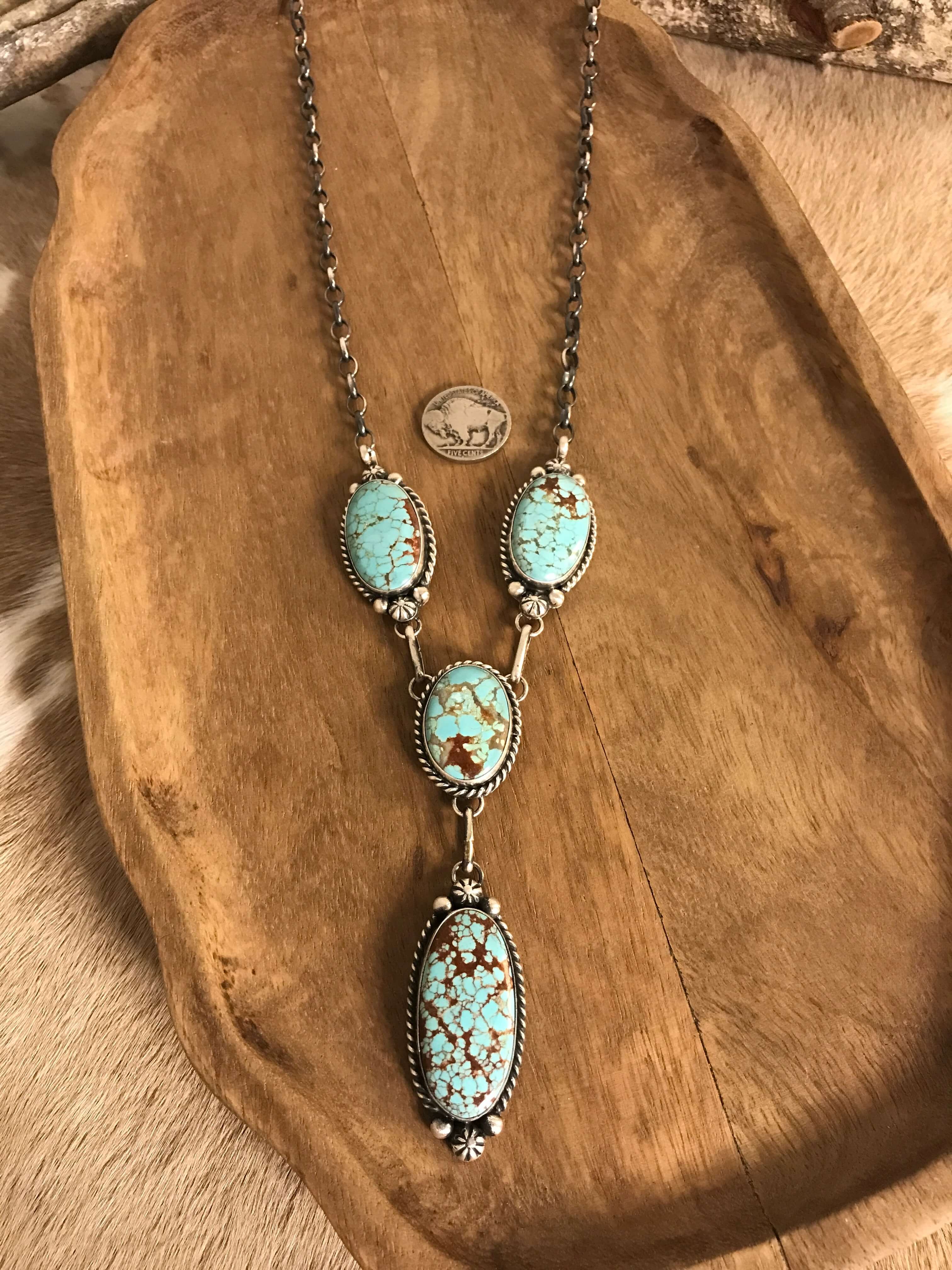 The Copeland Lariat Necklace Set, 11-Necklaces-Calli Co., Turquoise and Silver Jewelry, Native American Handmade, Zuni Tribe, Navajo Tribe, Brock Texas