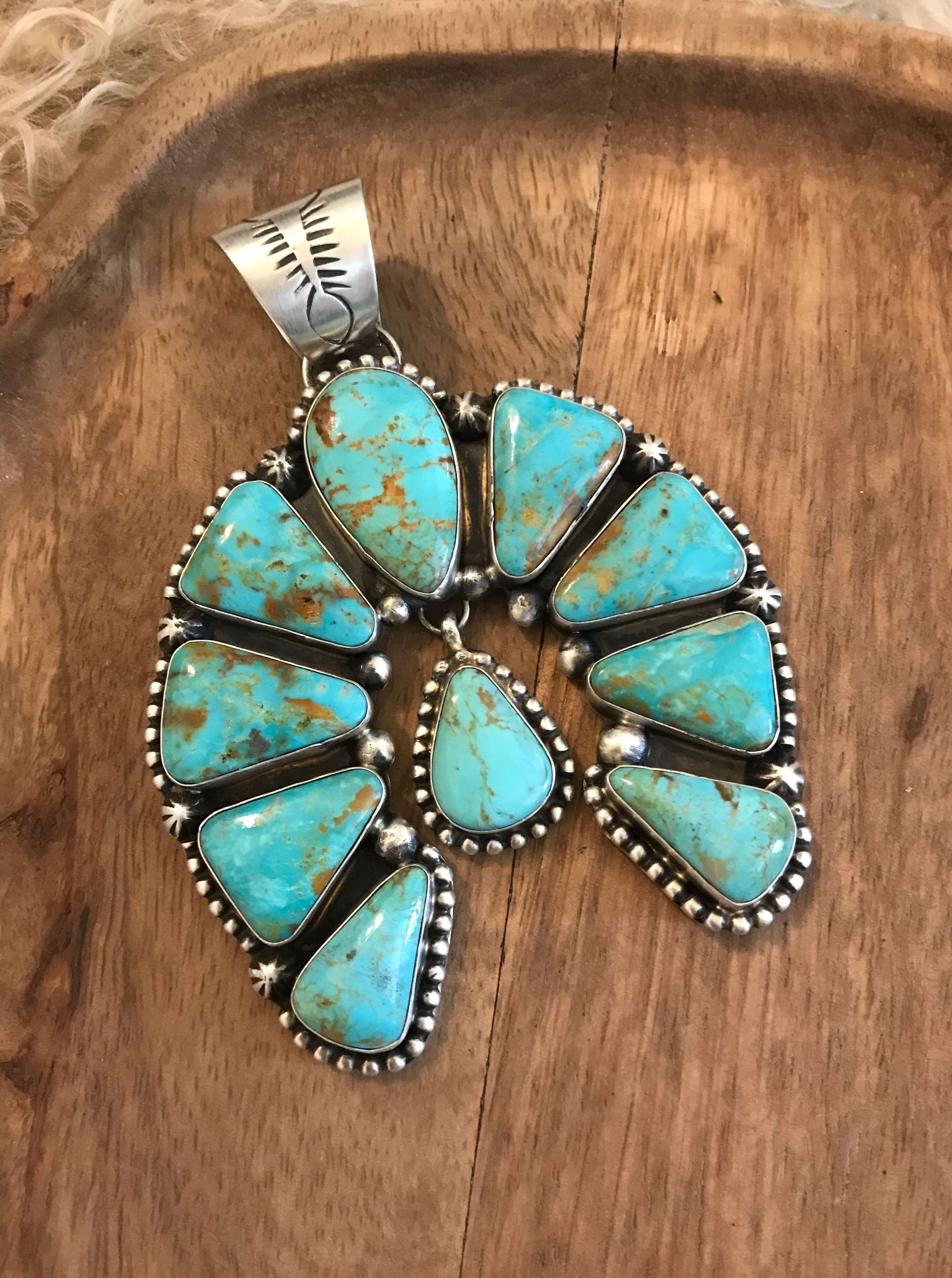 The Astbury Turquoise Naja Pendant-Pendants-Calli Co., Turquoise and Silver Jewelry, Native American Handmade, Zuni Tribe, Navajo Tribe, Brock Texas