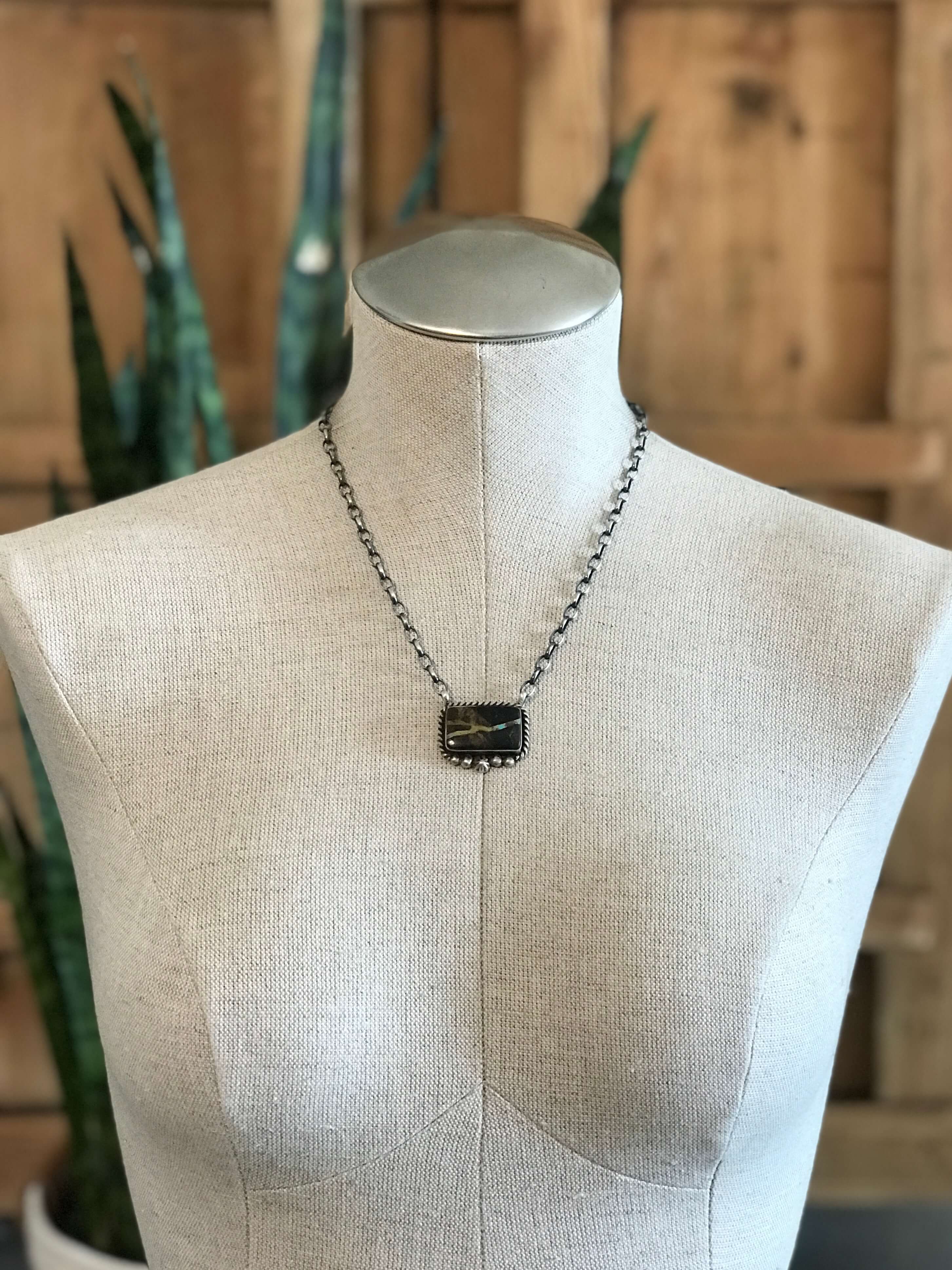 The Dellslow Black Jack Necklace, 1-Necklaces-Calli Co., Turquoise and Silver Jewelry, Native American Handmade, Zuni Tribe, Navajo Tribe, Brock Texas