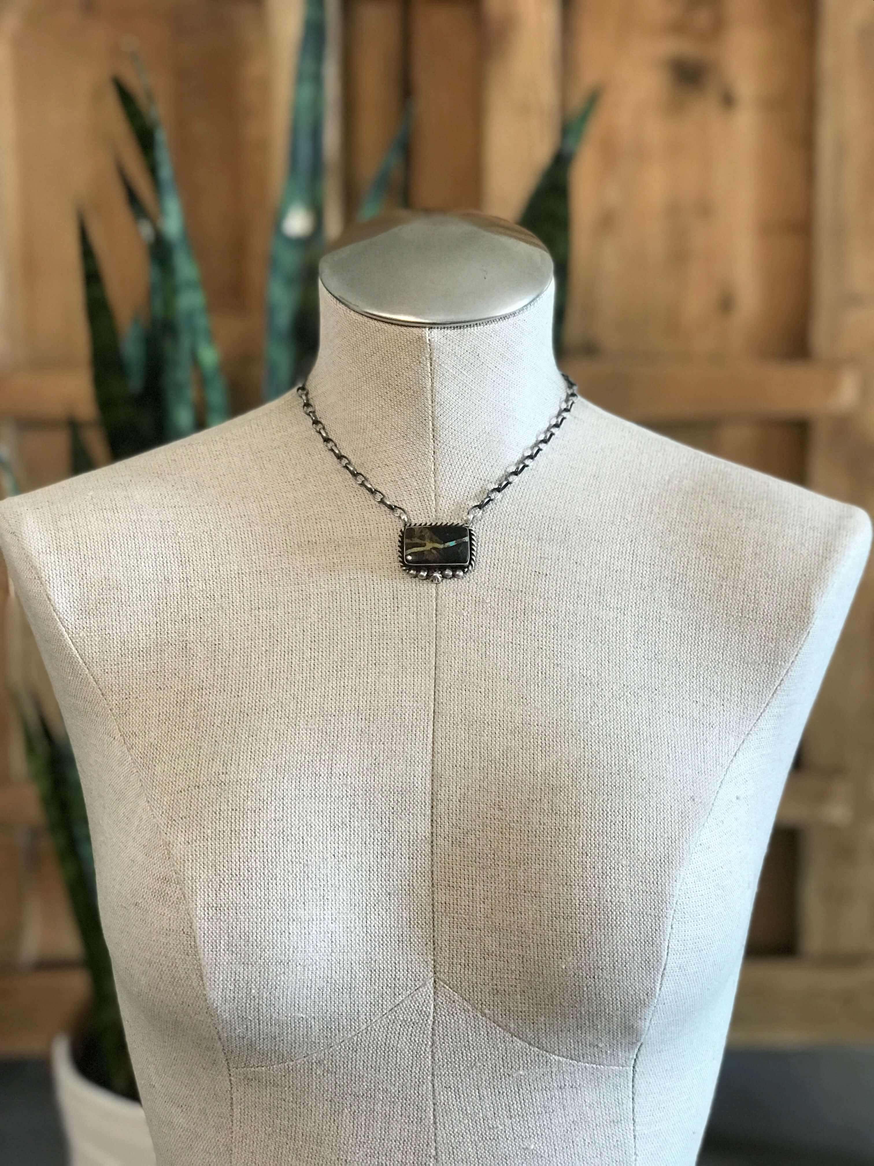 The Dellslow Black Jack Necklace, 1-Necklaces-Calli Co., Turquoise and Silver Jewelry, Native American Handmade, Zuni Tribe, Navajo Tribe, Brock Texas