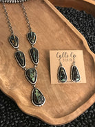 The Black Jack Lariat Necklace Set, 1-Necklaces-Calli Co., Turquoise and Silver Jewelry, Native American Handmade, Zuni Tribe, Navajo Tribe, Brock Texas