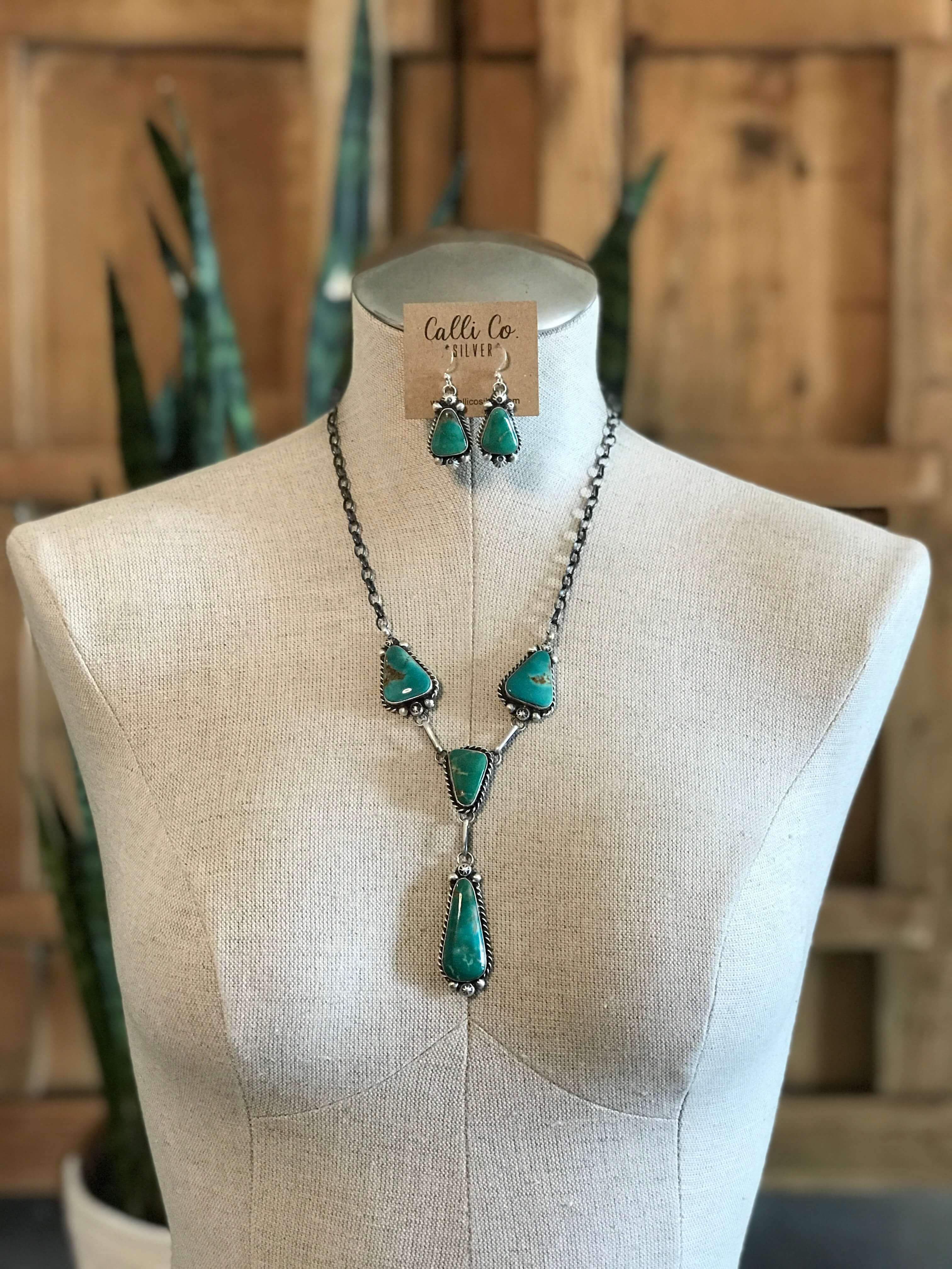 The Copeland Lariat Necklace Set, 6-Necklaces-Calli Co., Turquoise and Silver Jewelry, Native American Handmade, Zuni Tribe, Navajo Tribe, Brock Texas