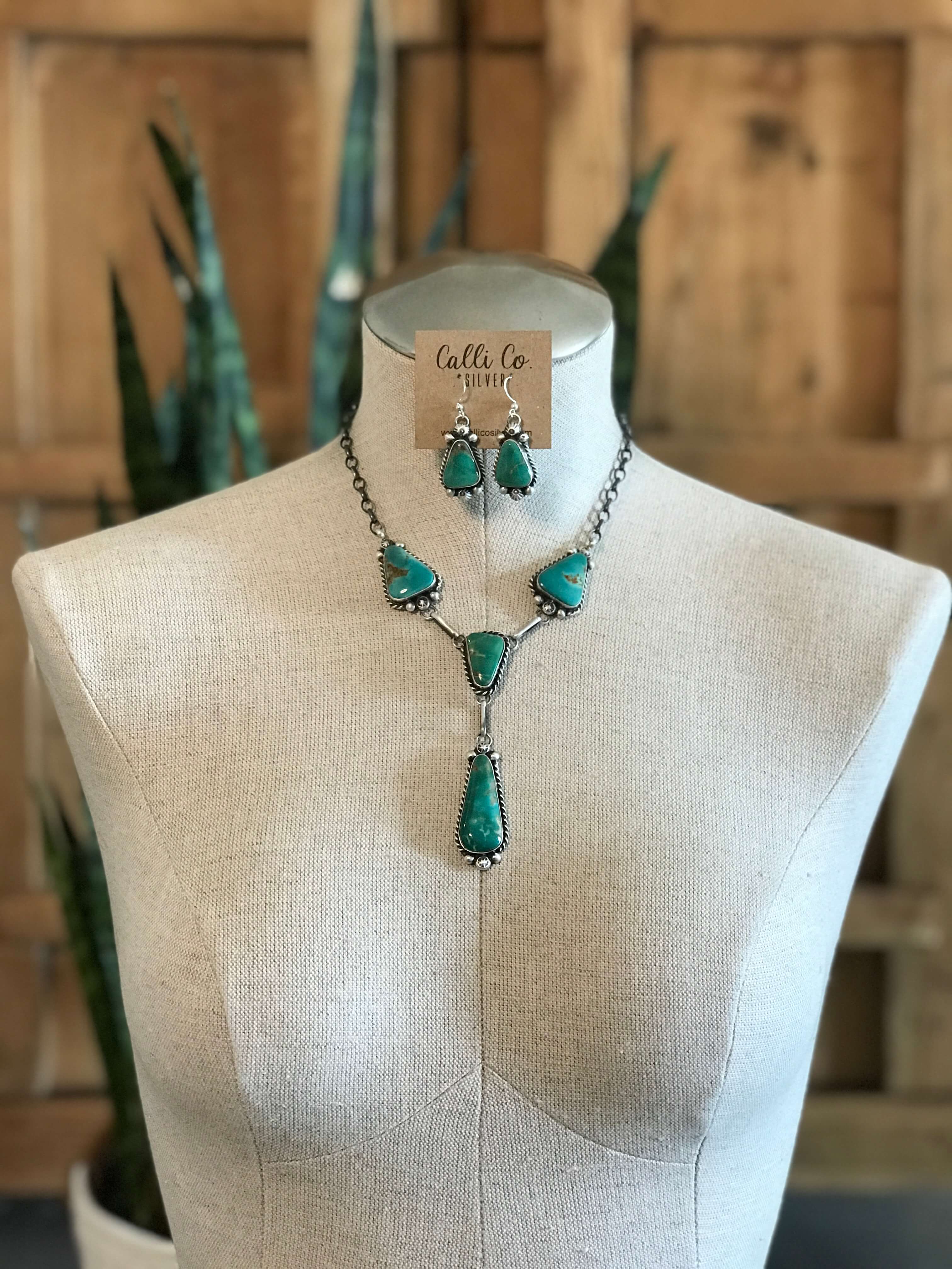 The Copeland Lariat Necklace Set, 6-Necklaces-Calli Co., Turquoise and Silver Jewelry, Native American Handmade, Zuni Tribe, Navajo Tribe, Brock Texas