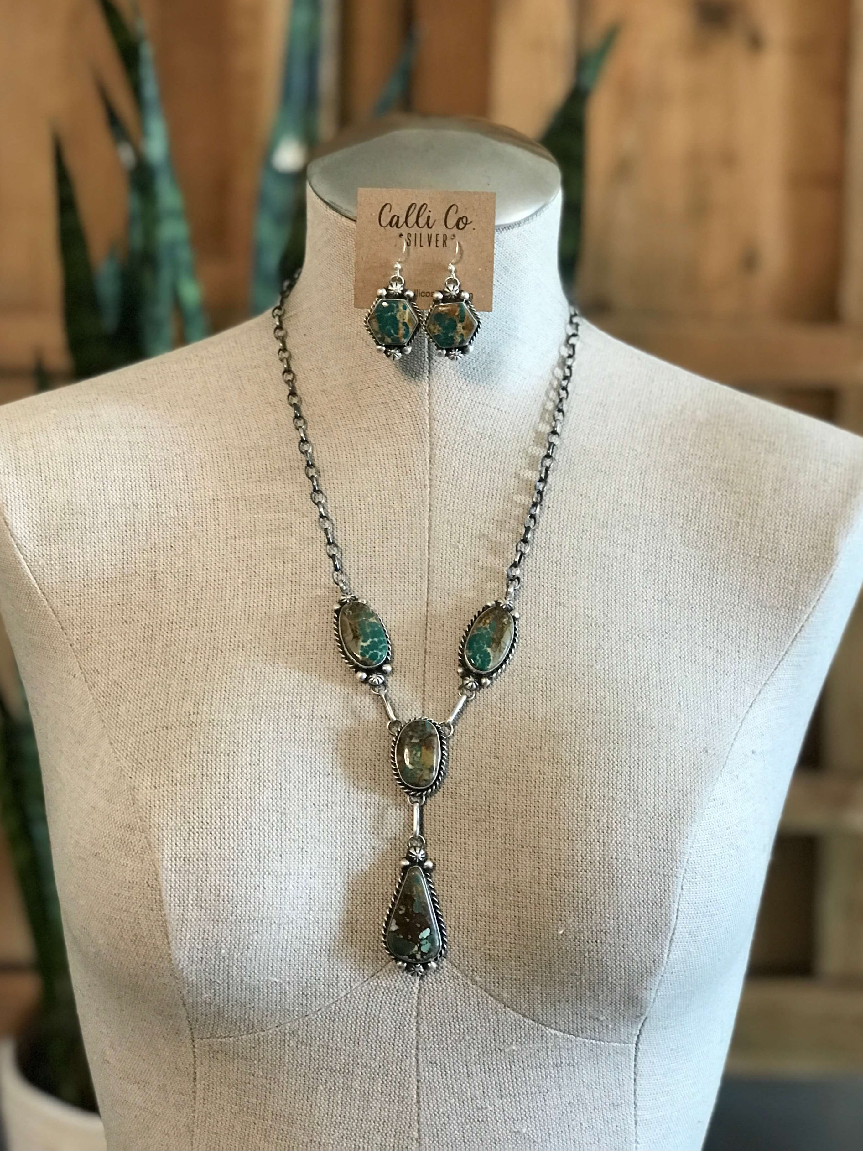 The Copeland Lariat Necklace Set, 10-Necklaces-Calli Co., Turquoise and Silver Jewelry, Native American Handmade, Zuni Tribe, Navajo Tribe, Brock Texas