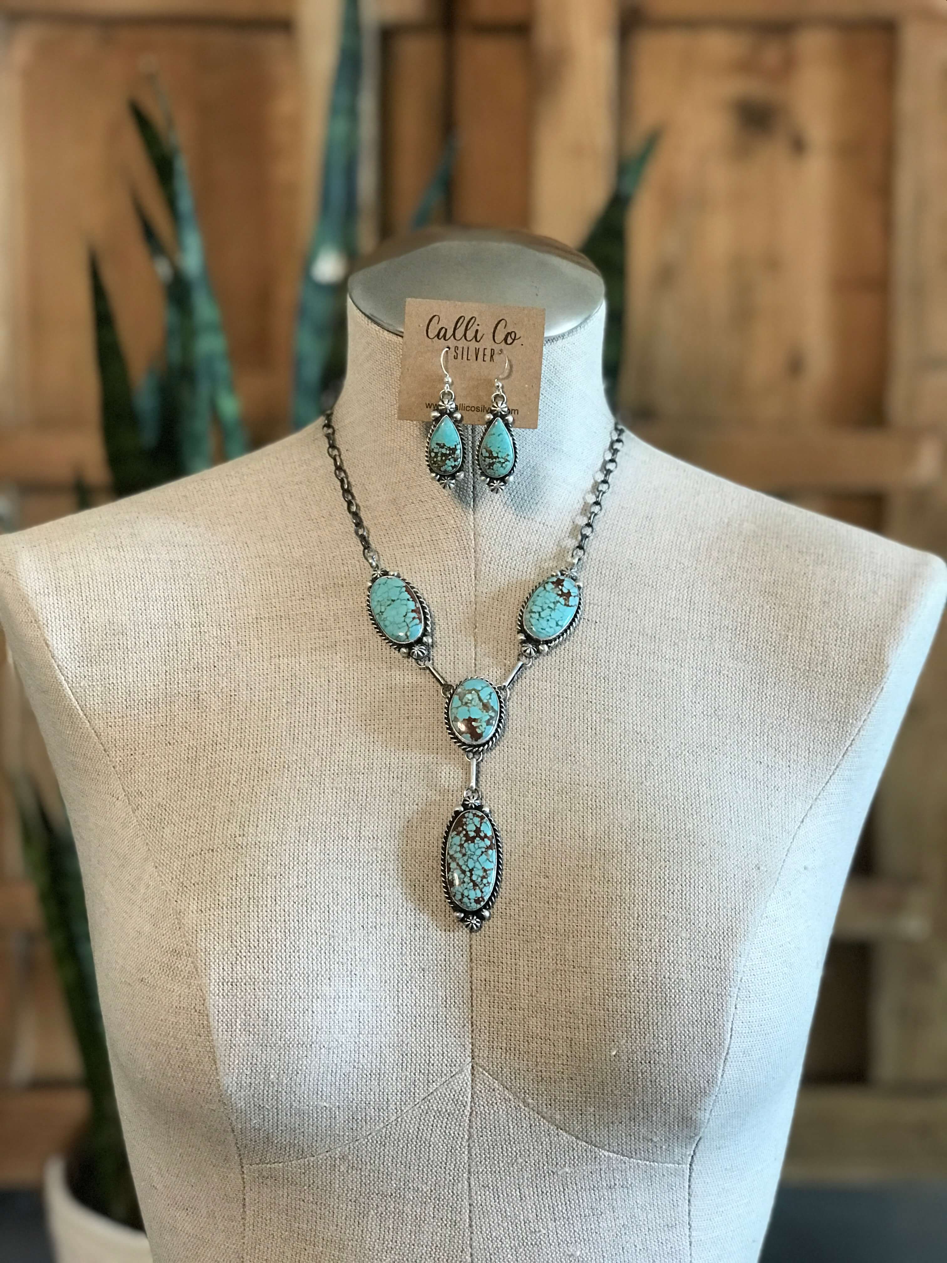 The Copeland Lariat Necklace Set, 11-Necklaces-Calli Co., Turquoise and Silver Jewelry, Native American Handmade, Zuni Tribe, Navajo Tribe, Brock Texas