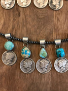 The Mercury Dime Pendants-Pendants-Calli Co., Turquoise and Silver Jewelry, Native American Handmade, Zuni Tribe, Navajo Tribe, Brock Texas