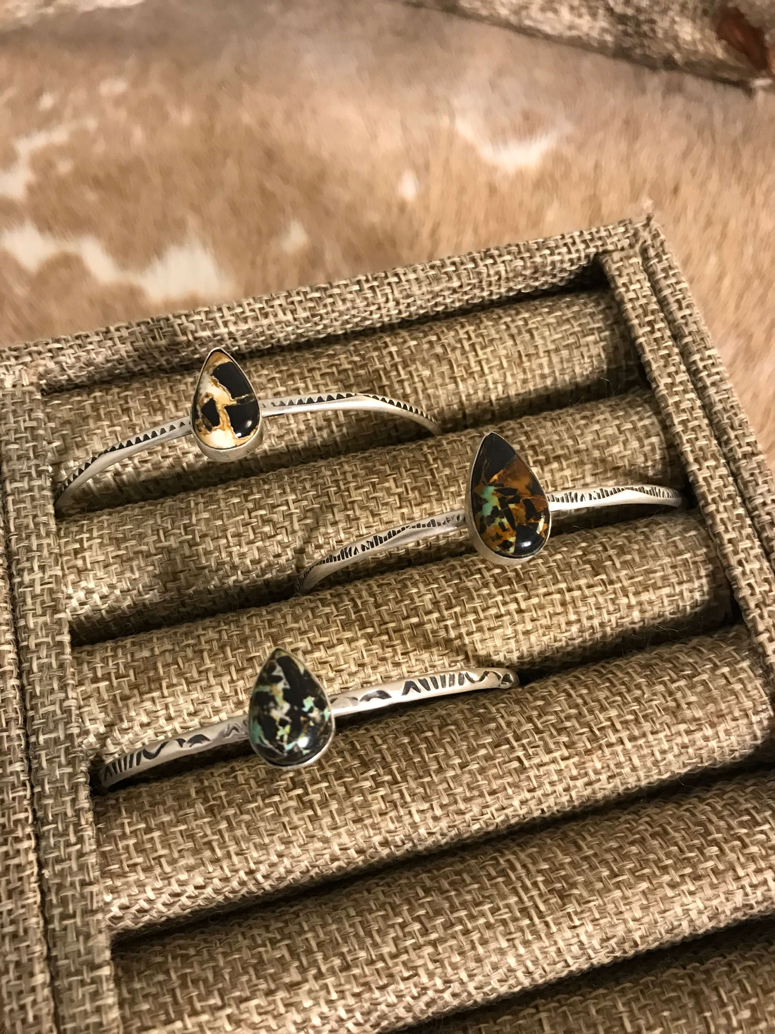 The Wilder Black Jack Cuffs-Bracelets & Cuffs-Calli Co., Turquoise and Silver Jewelry, Native American Handmade, Zuni Tribe, Navajo Tribe, Brock Texas