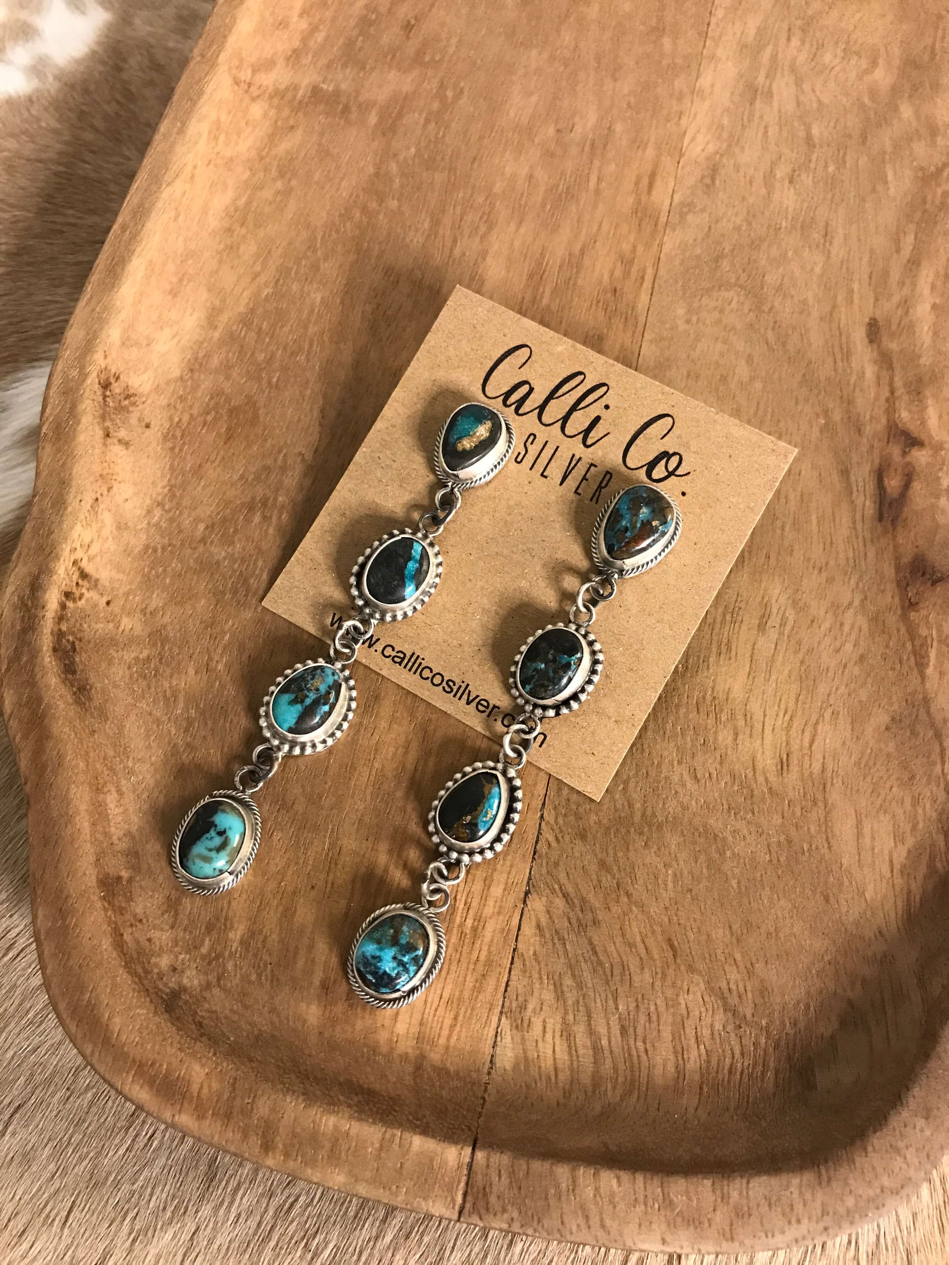 The Josie Black Jack Earrings xx-Earrings-Calli Co., Turquoise and Silver Jewelry, Native American Handmade, Zuni Tribe, Navajo Tribe, Brock Texas