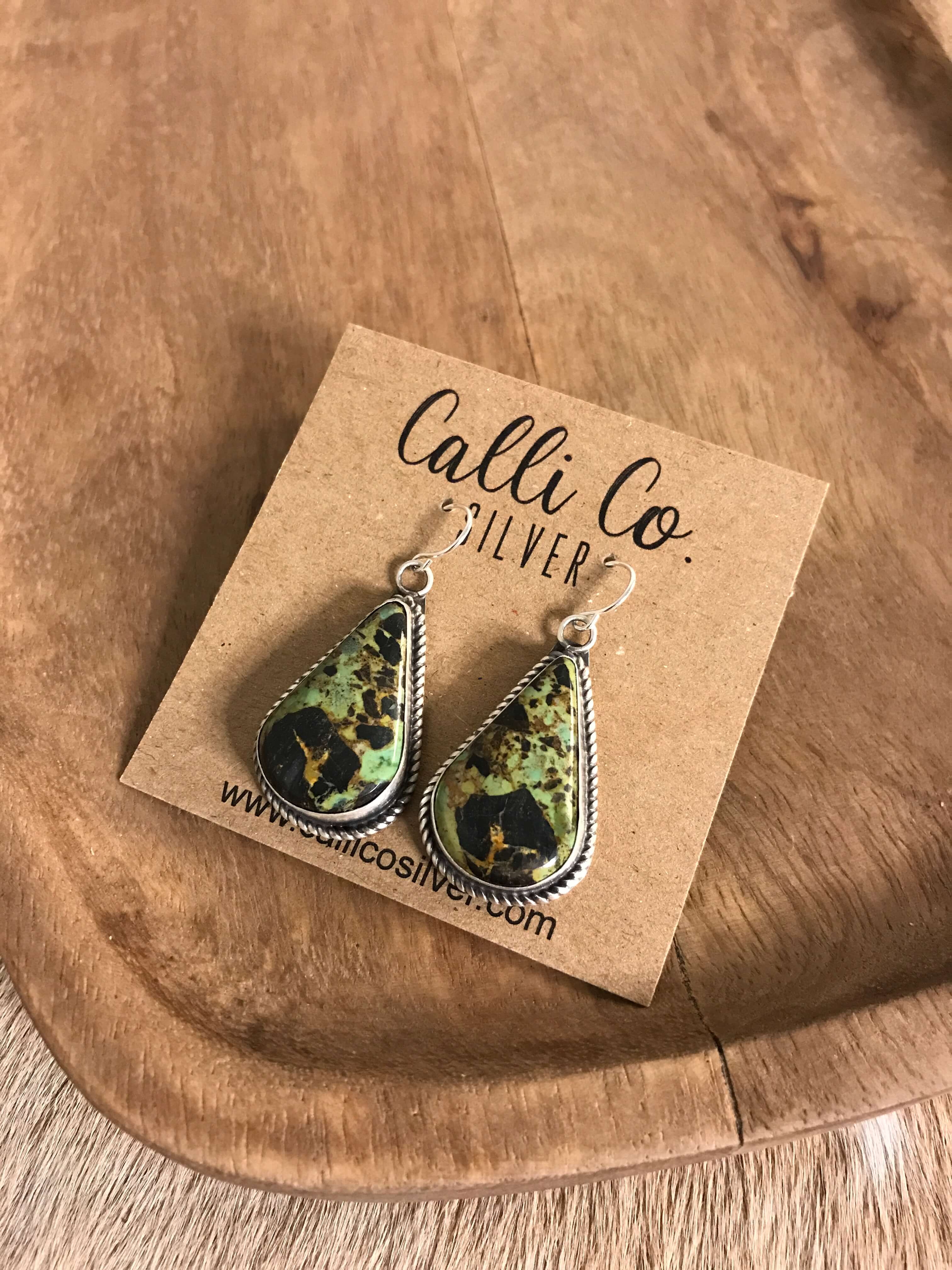 The Black Jack Dangles, 10 xx-Earrings-Calli Co., Turquoise and Silver Jewelry, Native American Handmade, Zuni Tribe, Navajo Tribe, Brock Texas