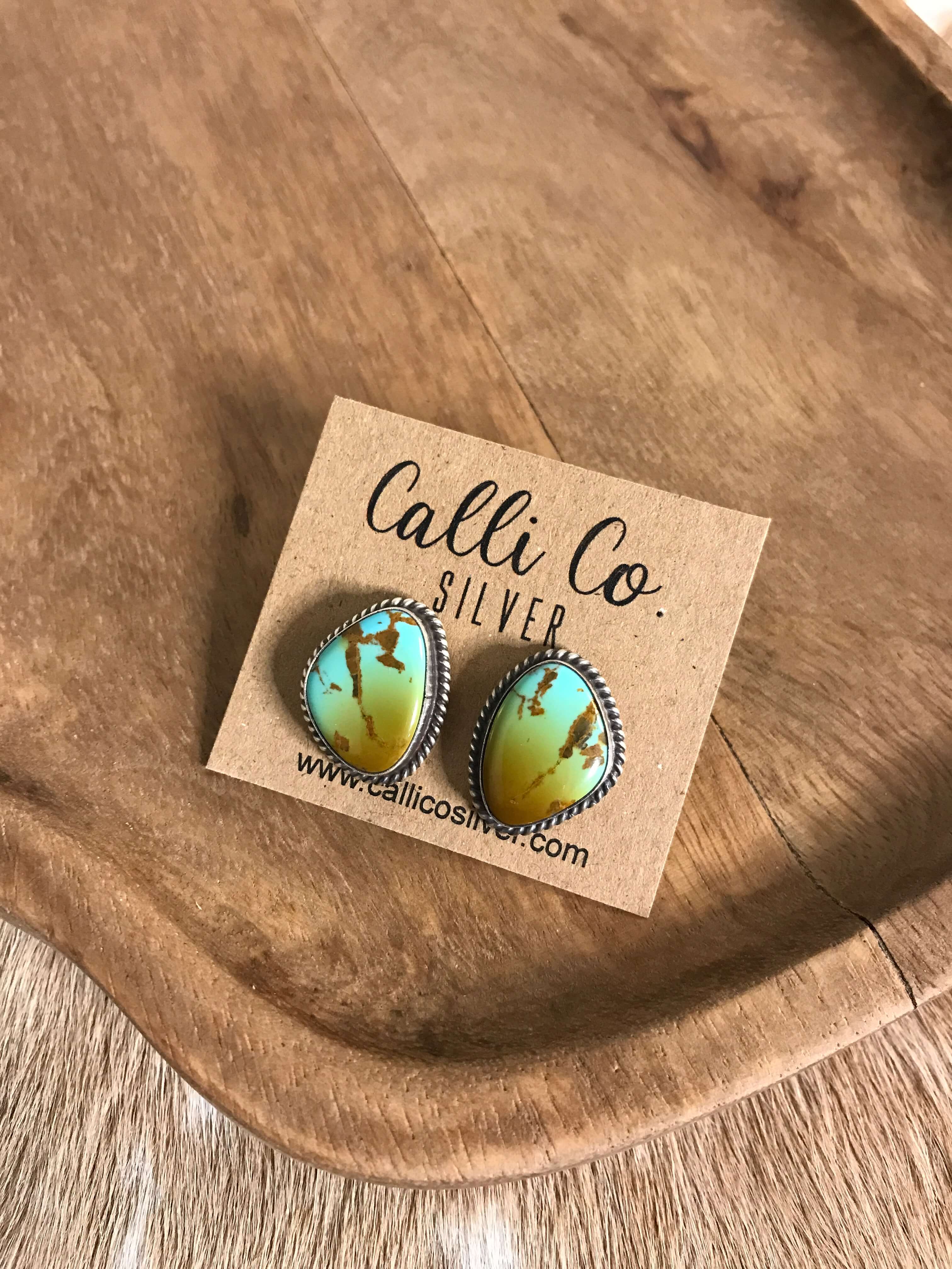 The Turquoise Studs, 67-Earrings-Calli Co., Turquoise and Silver Jewelry, Native American Handmade, Zuni Tribe, Navajo Tribe, Brock Texas