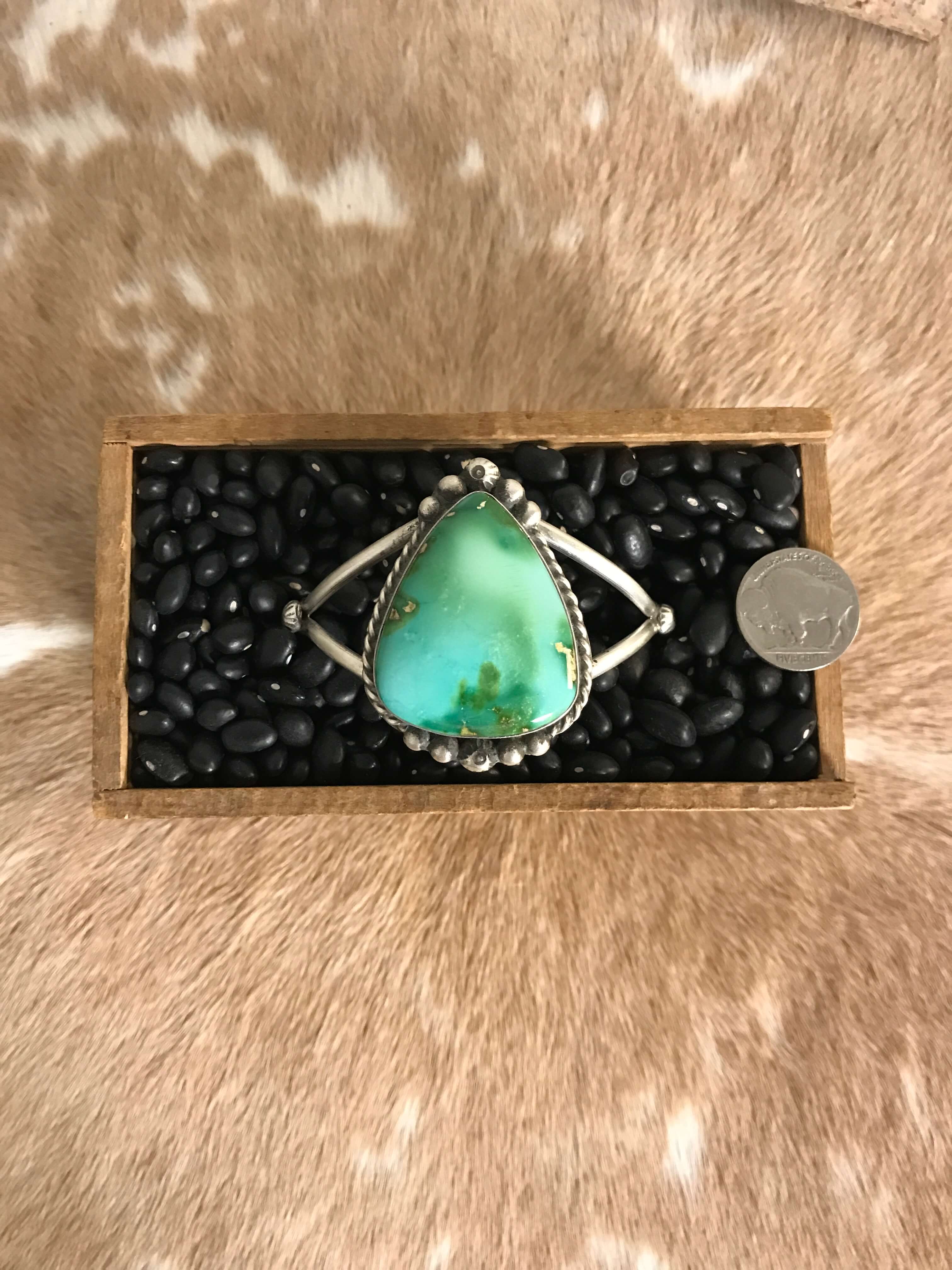 The Winifred Turquoise Cuff, 2-Bracelets & Cuffs-Calli Co., Turquoise and Silver Jewelry, Native American Handmade, Zuni Tribe, Navajo Tribe, Brock Texas