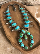 The Northvale Squash Blossom Necklace-Necklaces-Calli Co., Turquoise and Silver Jewelry, Native American Handmade, Zuni Tribe, Navajo Tribe, Brock Texas