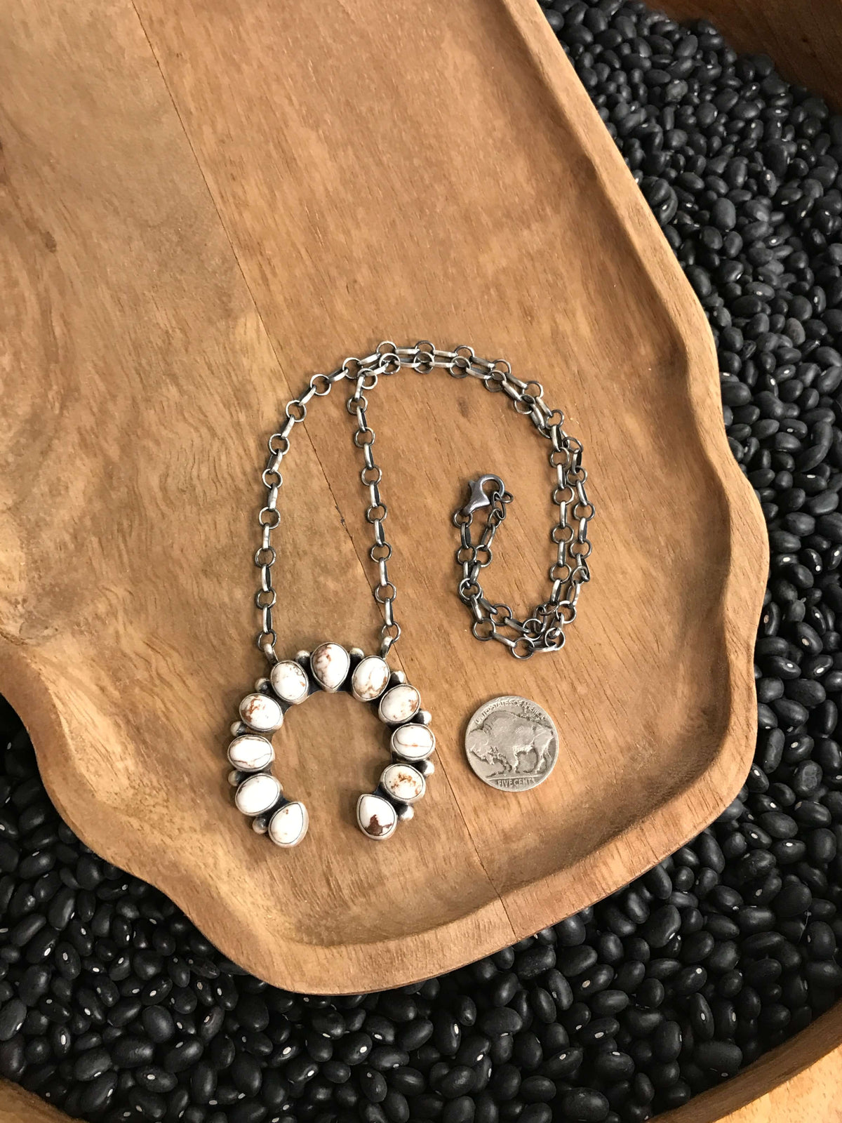 The Wild Horse Naja Necklace, 1-Necklaces-Calli Co., Turquoise and Silver Jewelry, Native American Handmade, Zuni Tribe, Navajo Tribe, Brock Texas