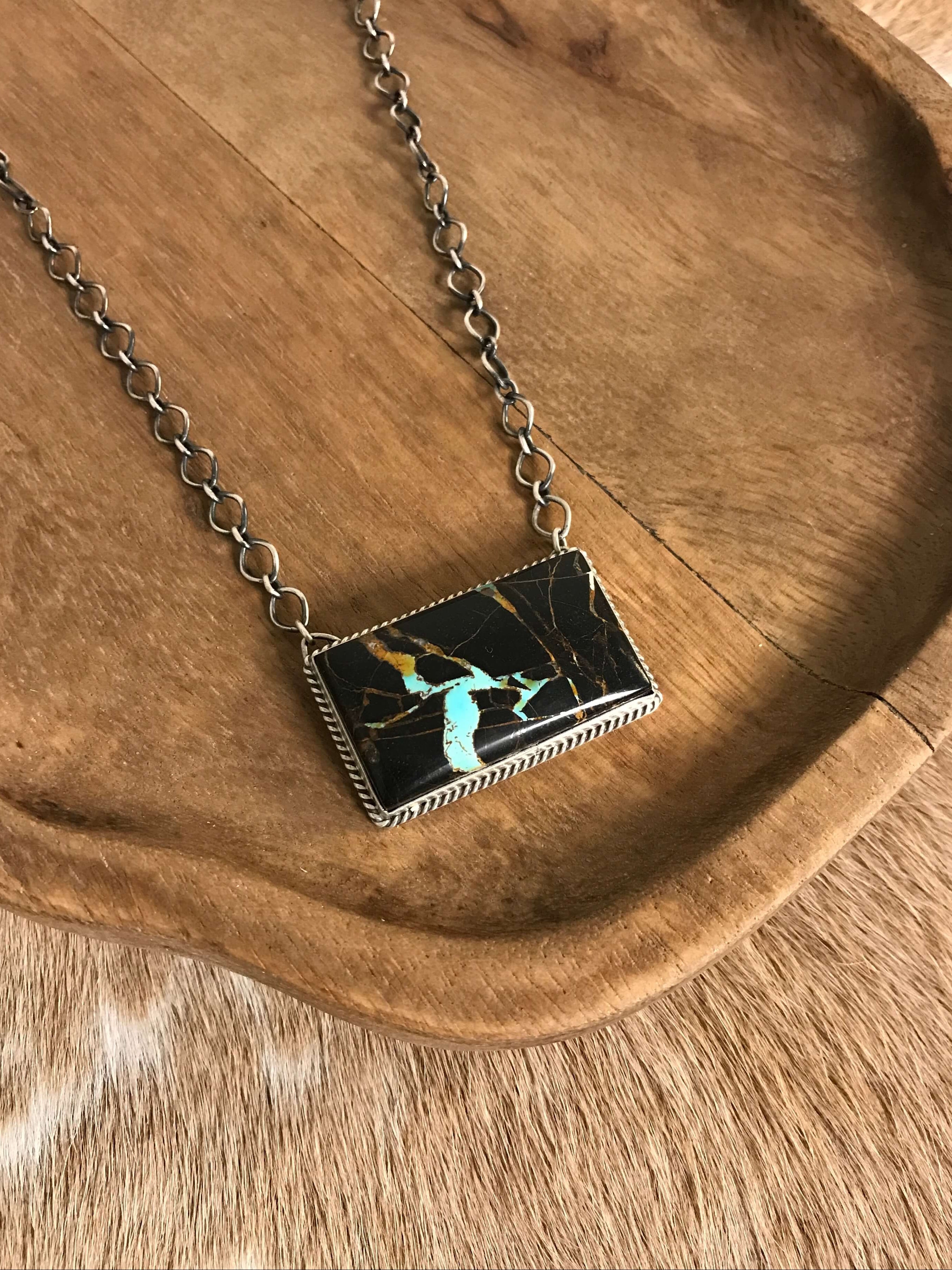 The Corvallis Black Jack Necklace, 4 xx-Necklaces-Calli Co., Turquoise and Silver Jewelry, Native American Handmade, Zuni Tribe, Navajo Tribe, Brock Texas