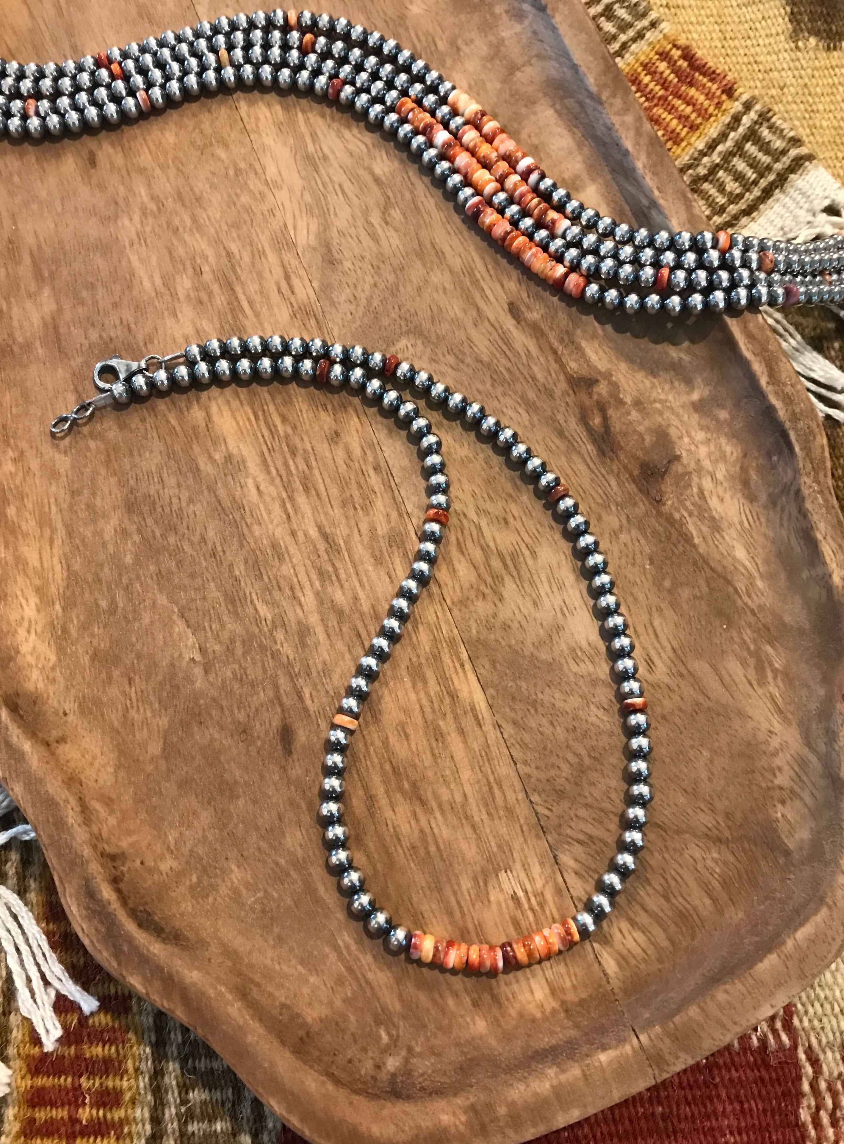 Women's Orange Spiny Pearl Necklace | Calli Co. Silver