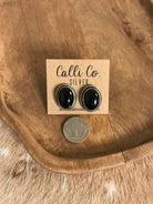 The Lugano Onyx Studs-Earrings-Calli Co., Turquoise and Silver Jewelry, Native American Handmade, Zuni Tribe, Navajo Tribe, Brock Texas