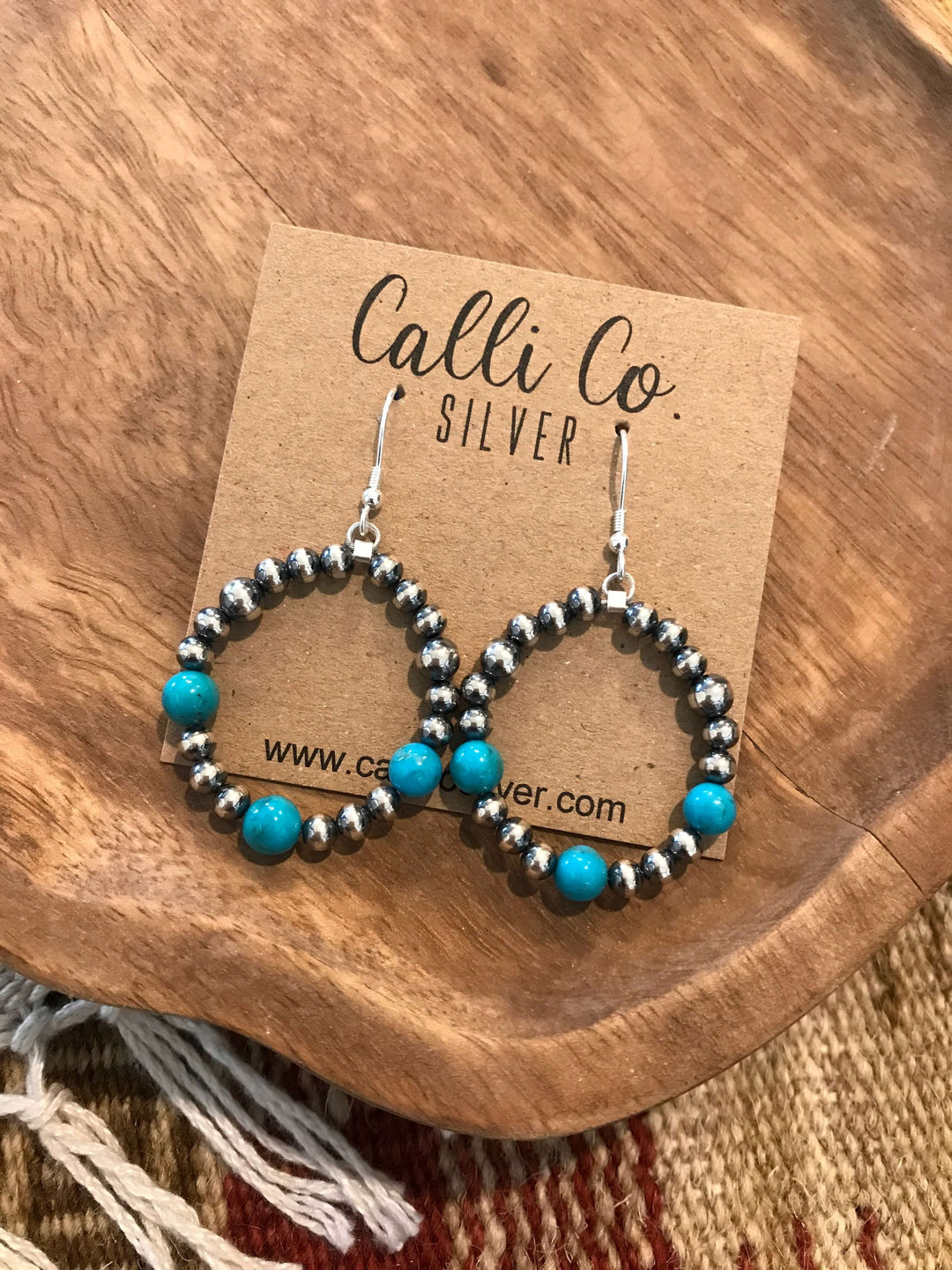The Kye Earrings-Earrings-Calli Co., Turquoise and Silver Jewelry, Native American Handmade, Zuni Tribe, Navajo Tribe, Brock Texas