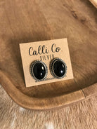 The Lugano Onyx Studs-Earrings-Calli Co., Turquoise and Silver Jewelry, Native American Handmade, Zuni Tribe, Navajo Tribe, Brock Texas