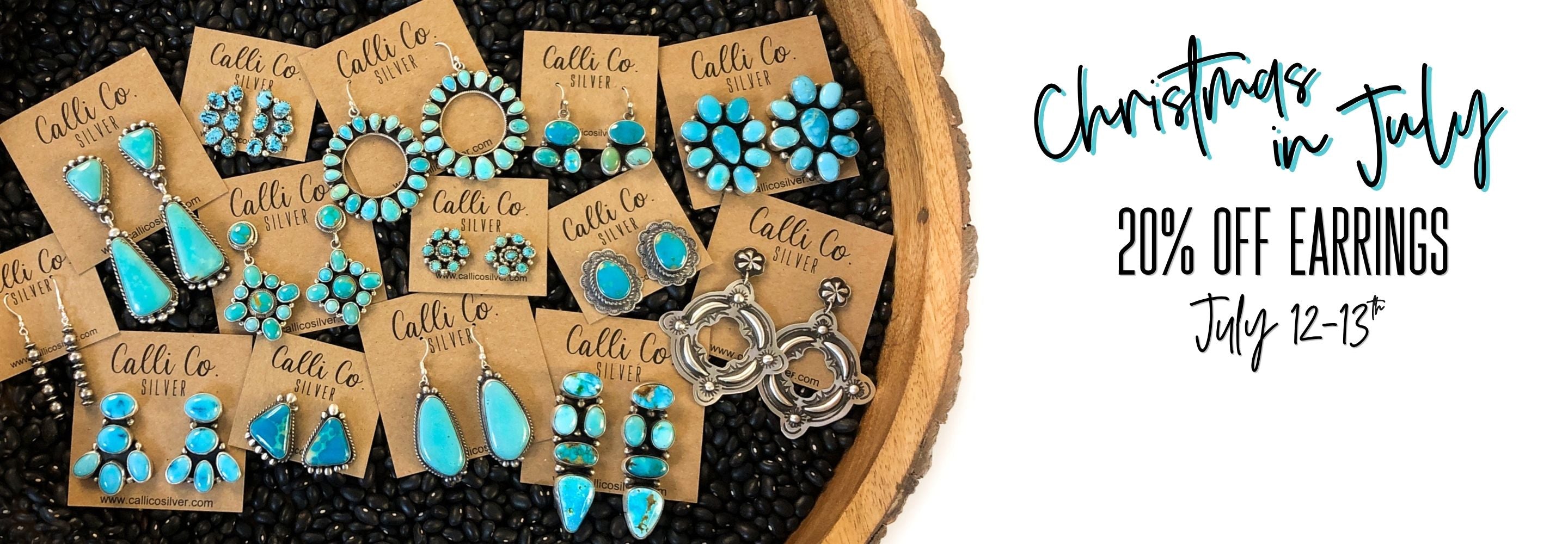 Christmas in July. 20% off earrings. July 12th - 13th | Calli Co. Silver | Fortworth, TX