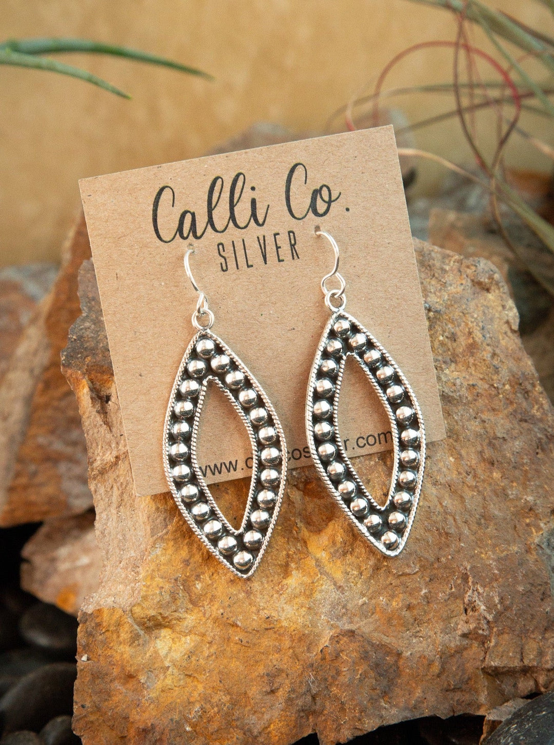 The Danboro Sterling Earrings-Earrings-Calli Co., Turquoise and Silver Jewelry, Native American Handmade, Zuni Tribe, Navajo Tribe, Brock Texas