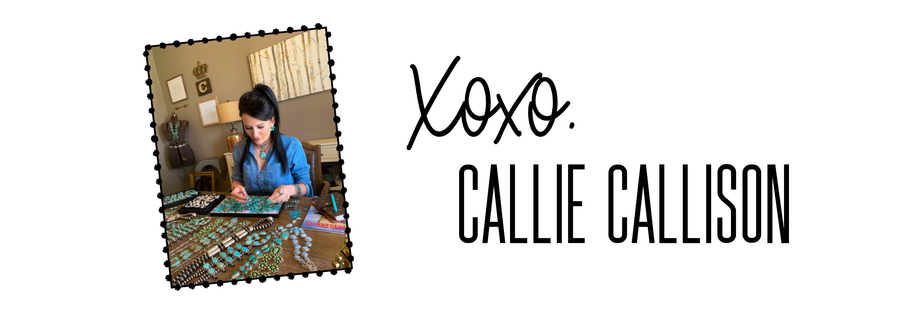 Callie Callison working on a craft project with text 'XOXO. Callie Callison' displayed.